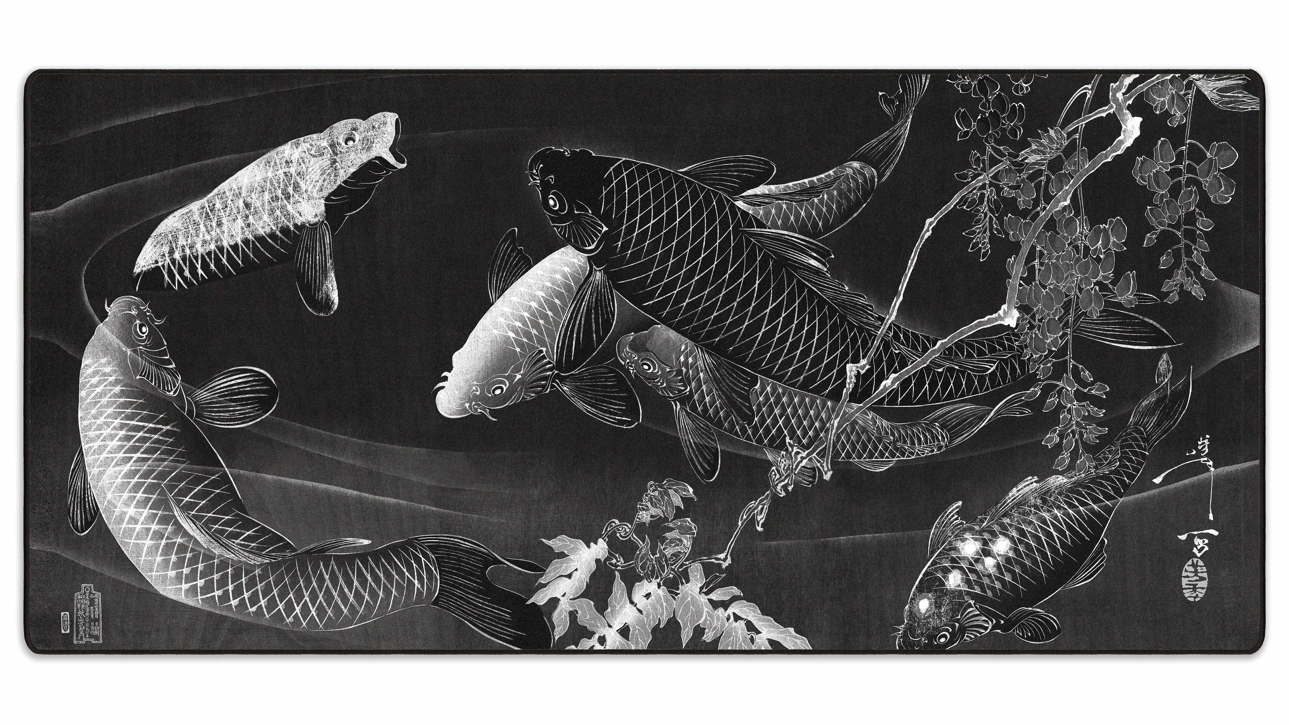 Carp with Wisteria, by Yoshitoshi - The Mousepad Company