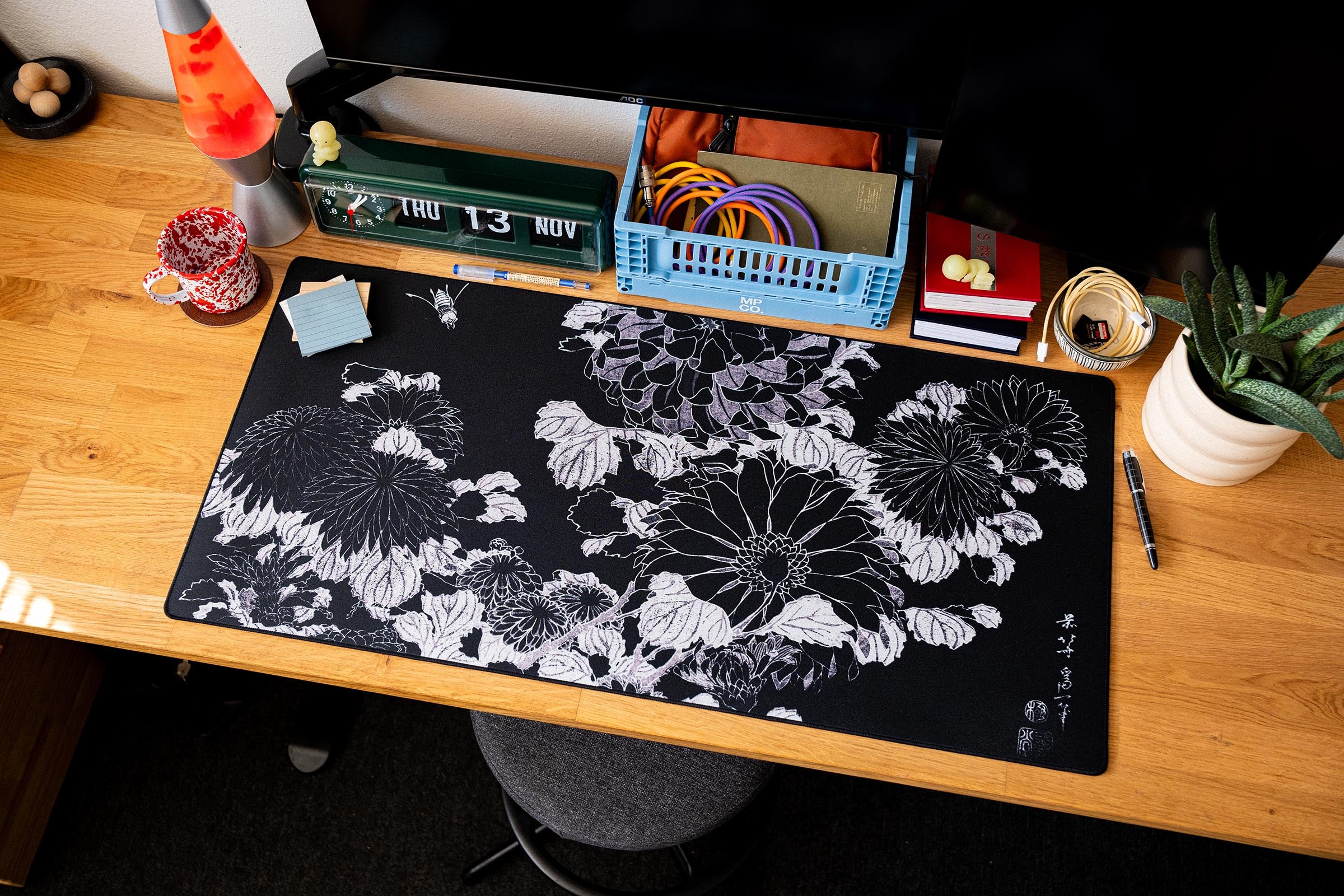 Chrysanthemums and Bee, by Hokusai