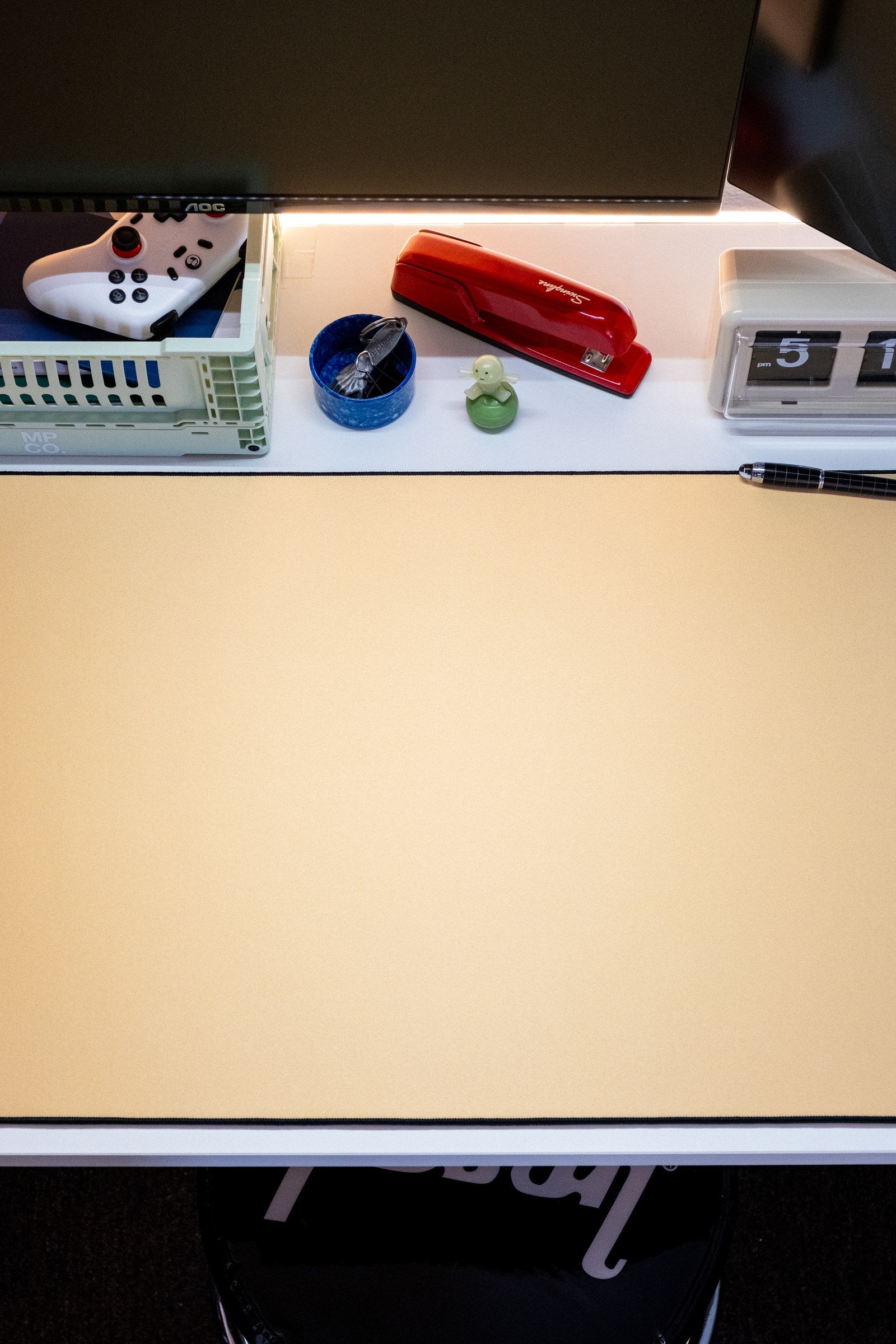 Solid Colors 2026 Summer - Buttercream desk setup