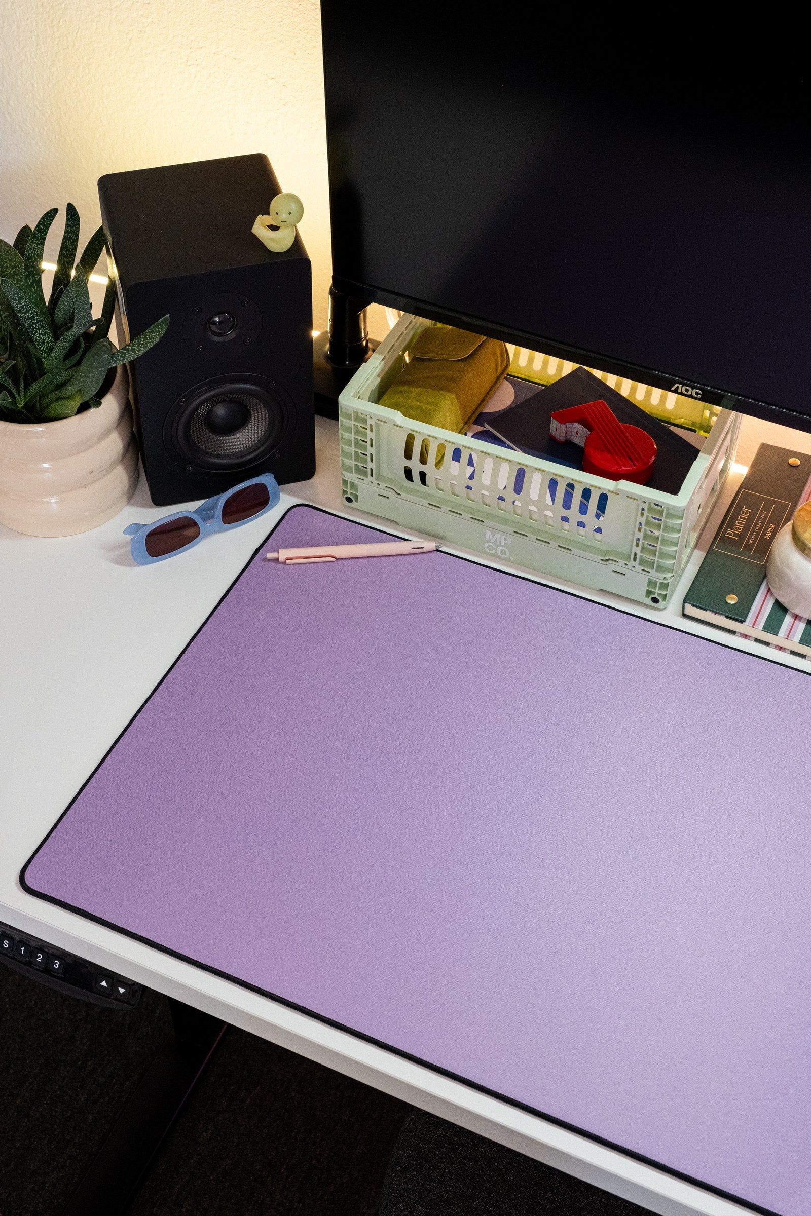 Solid Colors 2026 Summer - Wisteria desk setup