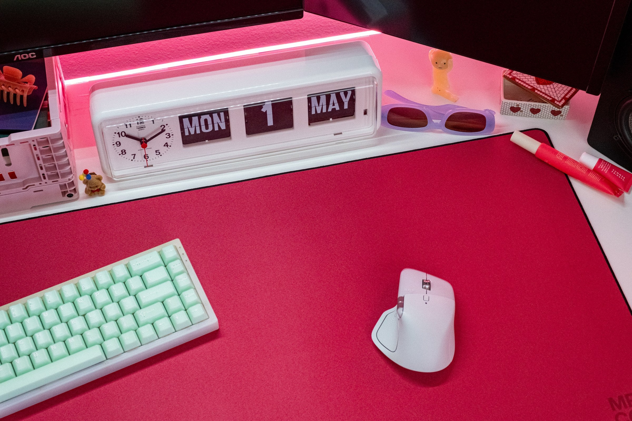 Solid Colors 2026 Summer - Fuchsia desk setup