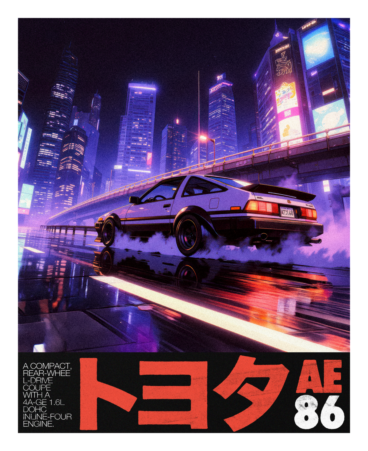 AE86 Trueno Racing Poster | Medium 16×20 Wall Print – Mousepad Co