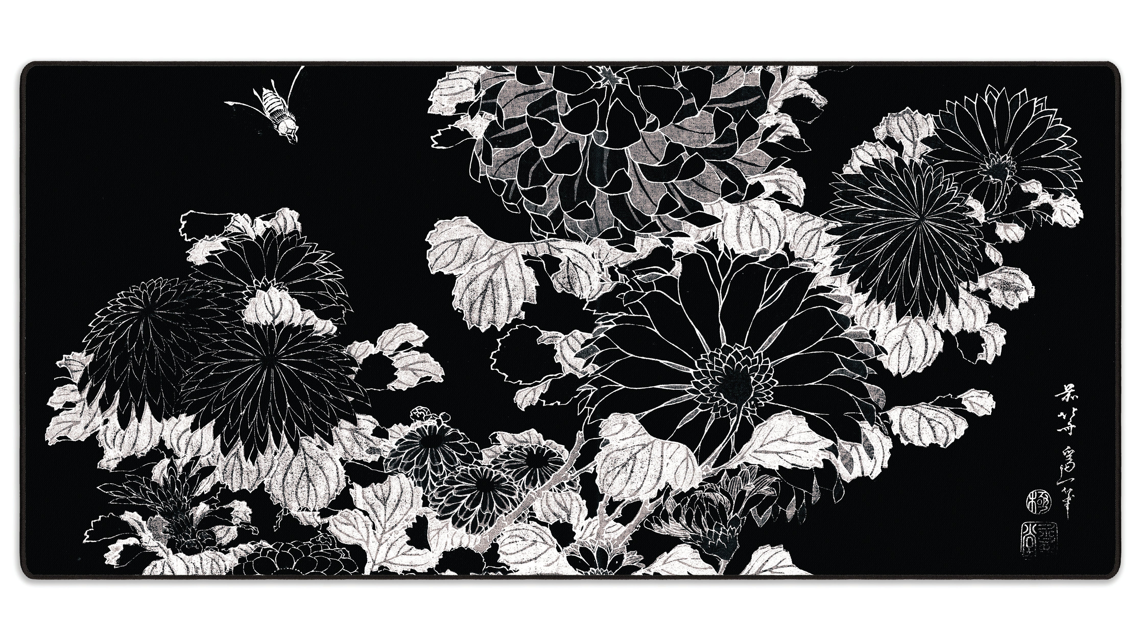 Chrysanthemums and Bee, by Hokusai - The Mousepad Company