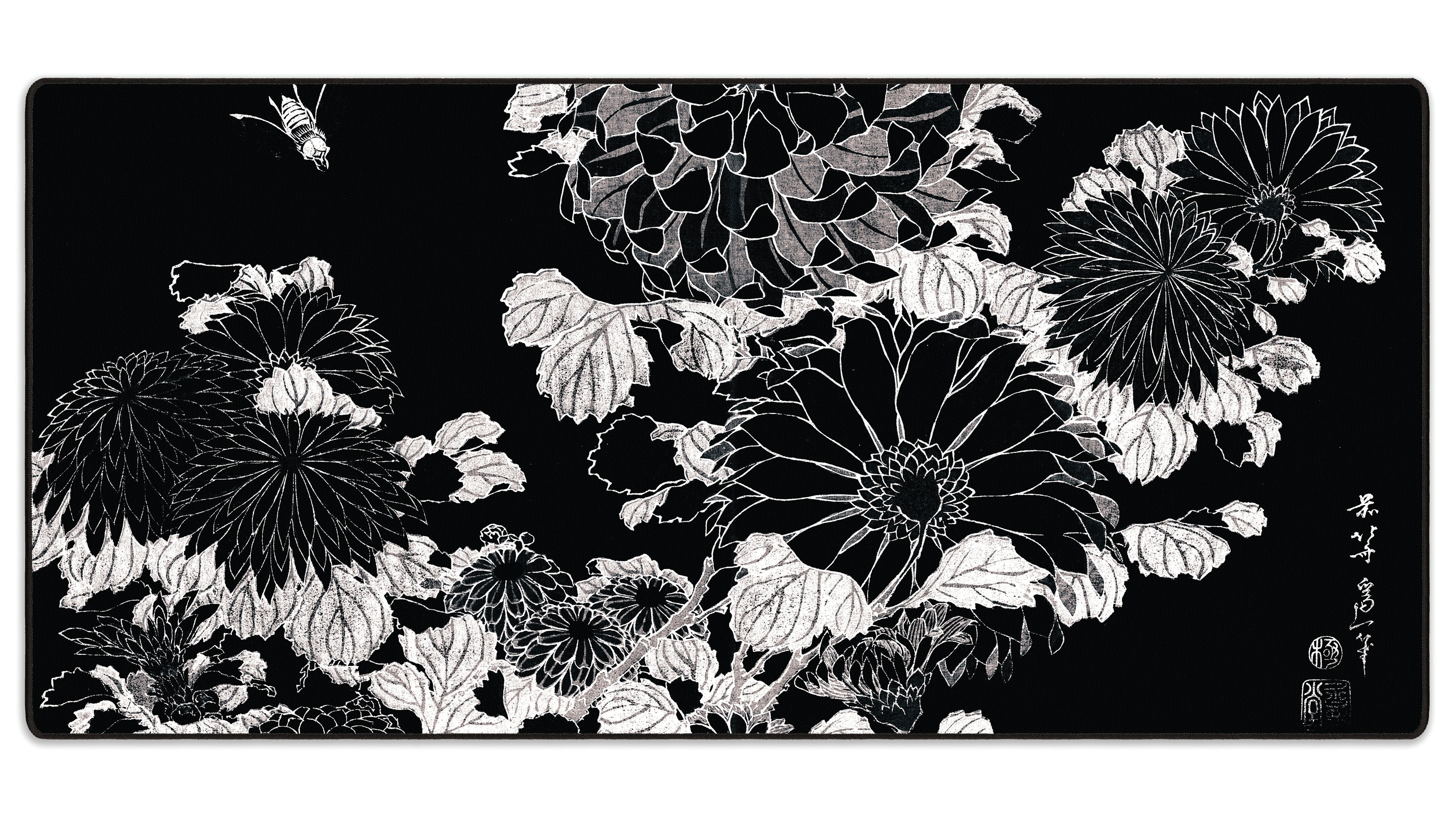Chrysanthemums and Bee, by Hokusai - The Mousepad Company