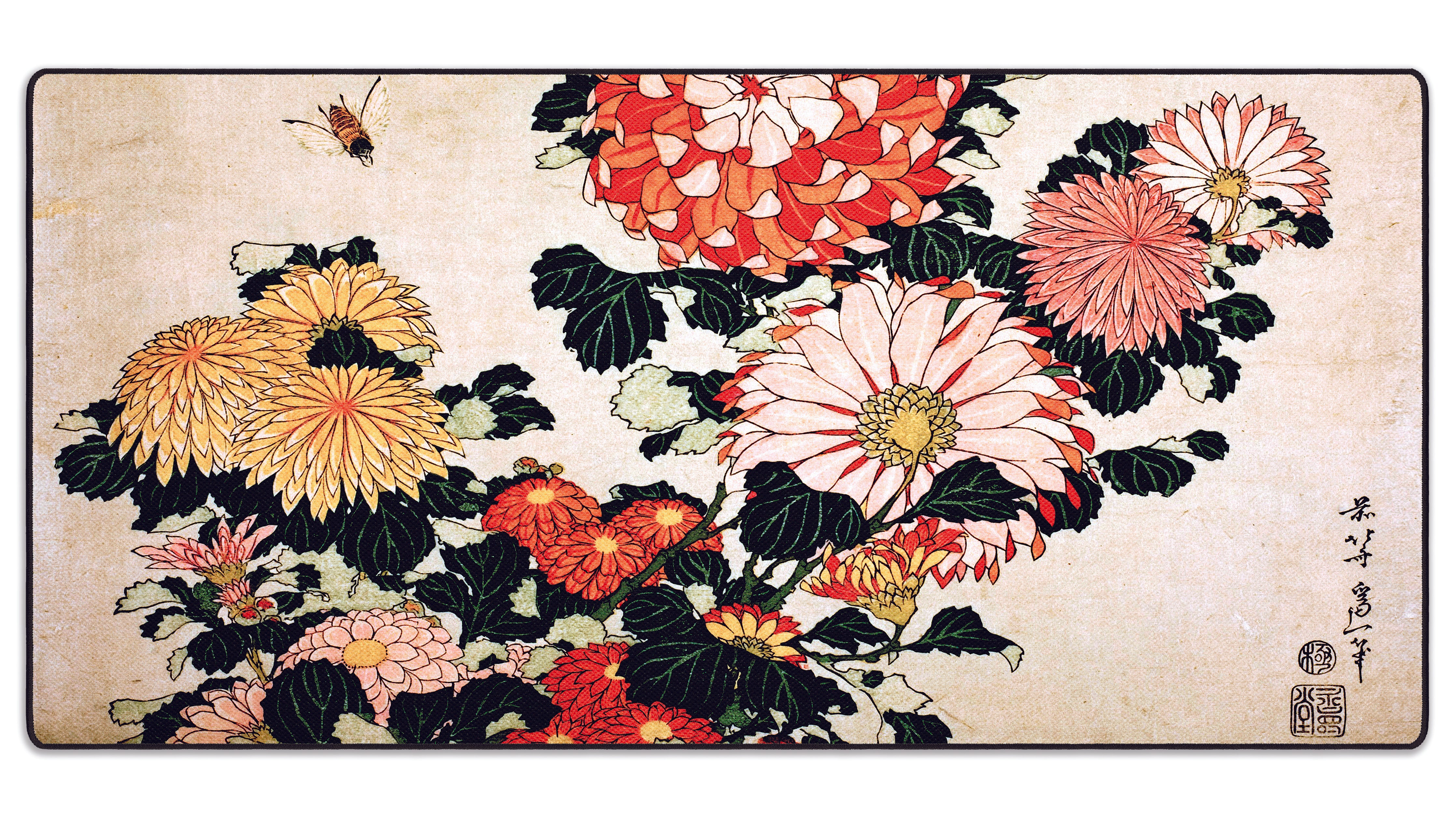 Chrysanthemums and Bee, by Hokusai - The Mousepad Company
