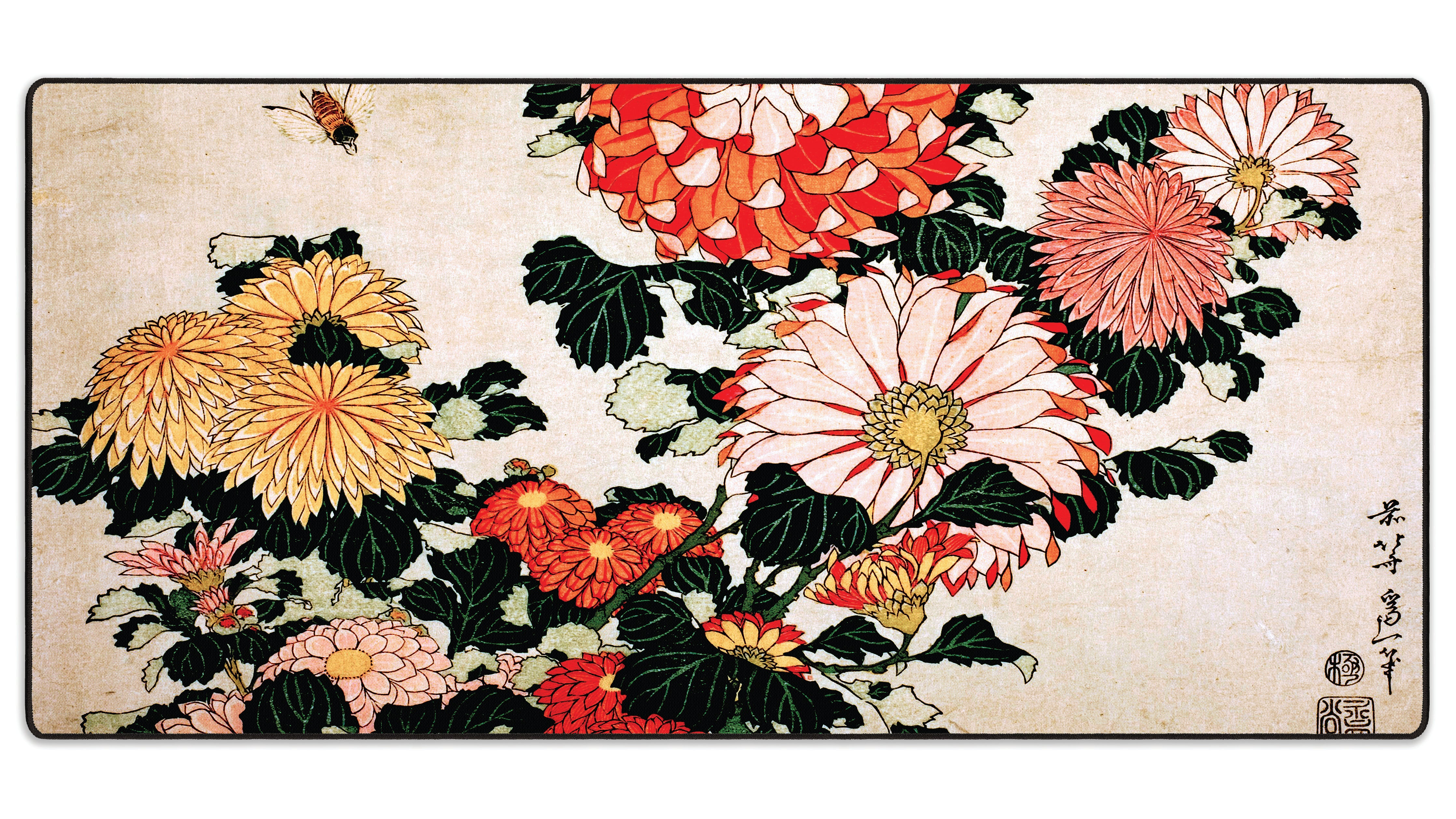 Chrysanthemums and Bee, by Hokusai - The Mousepad Company