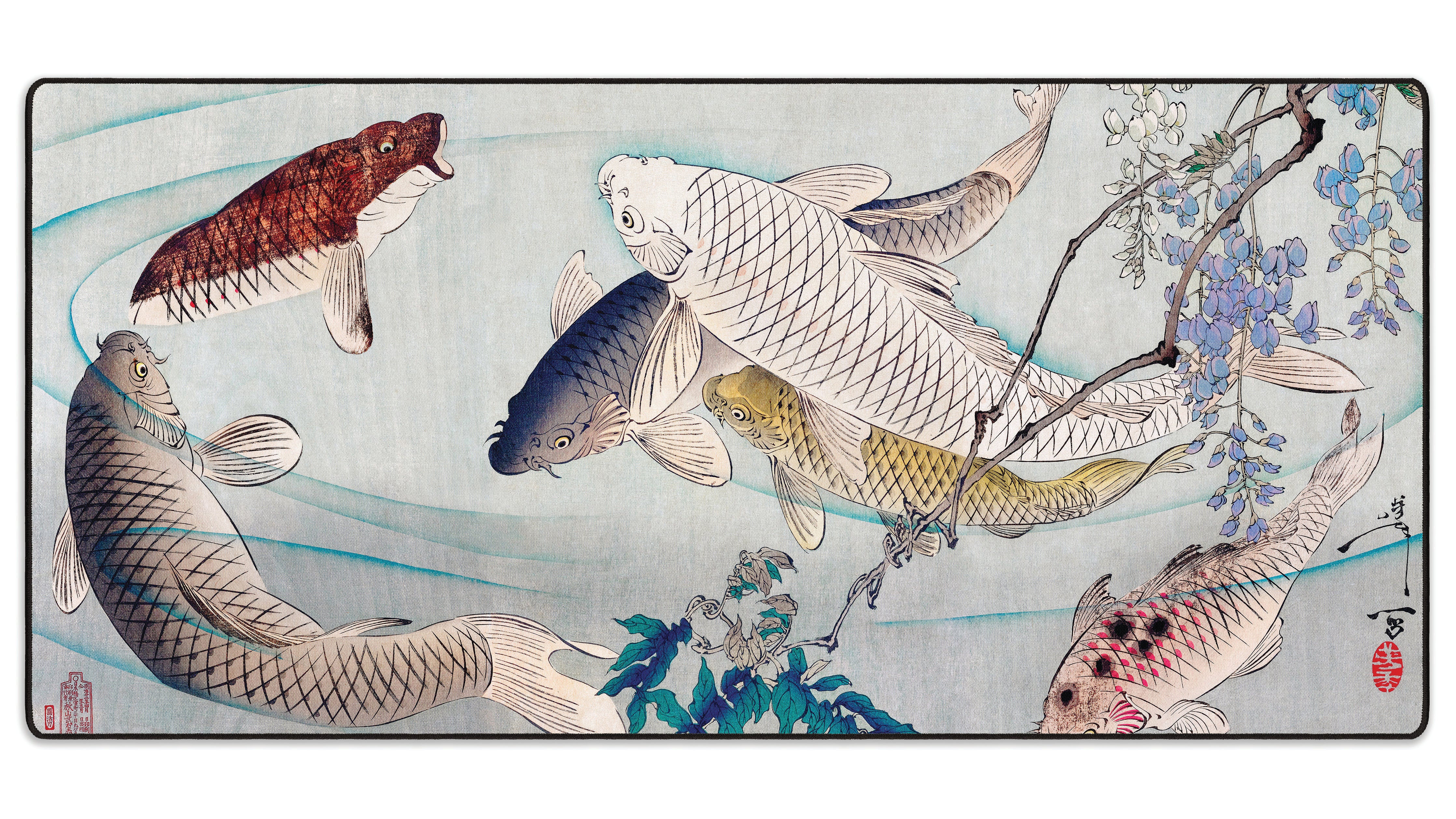 Carp with Wisteria, by Yoshitoshi - The Mousepad Company