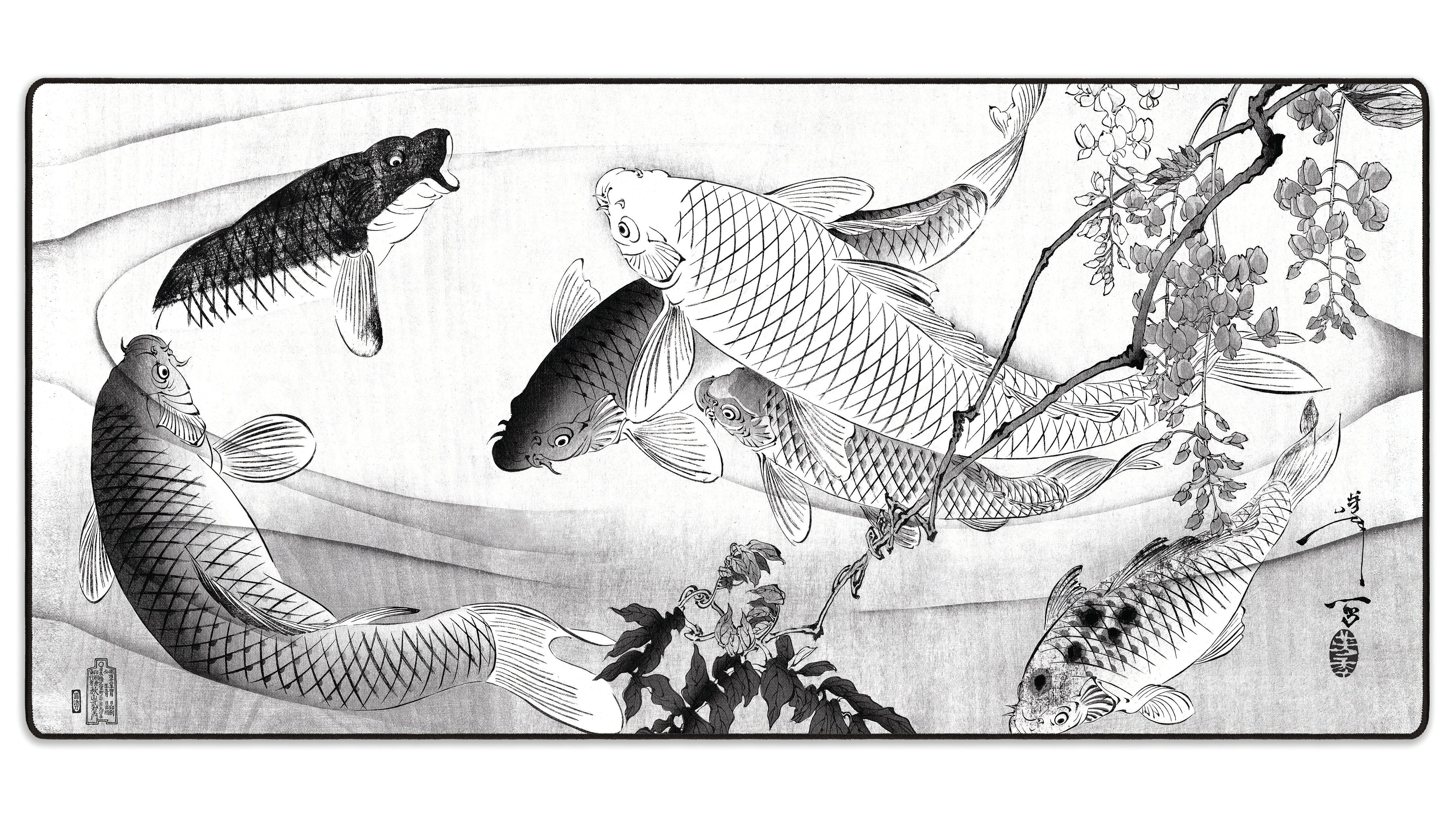 Carp with Wisteria, by Yoshitoshi - The Mousepad Company