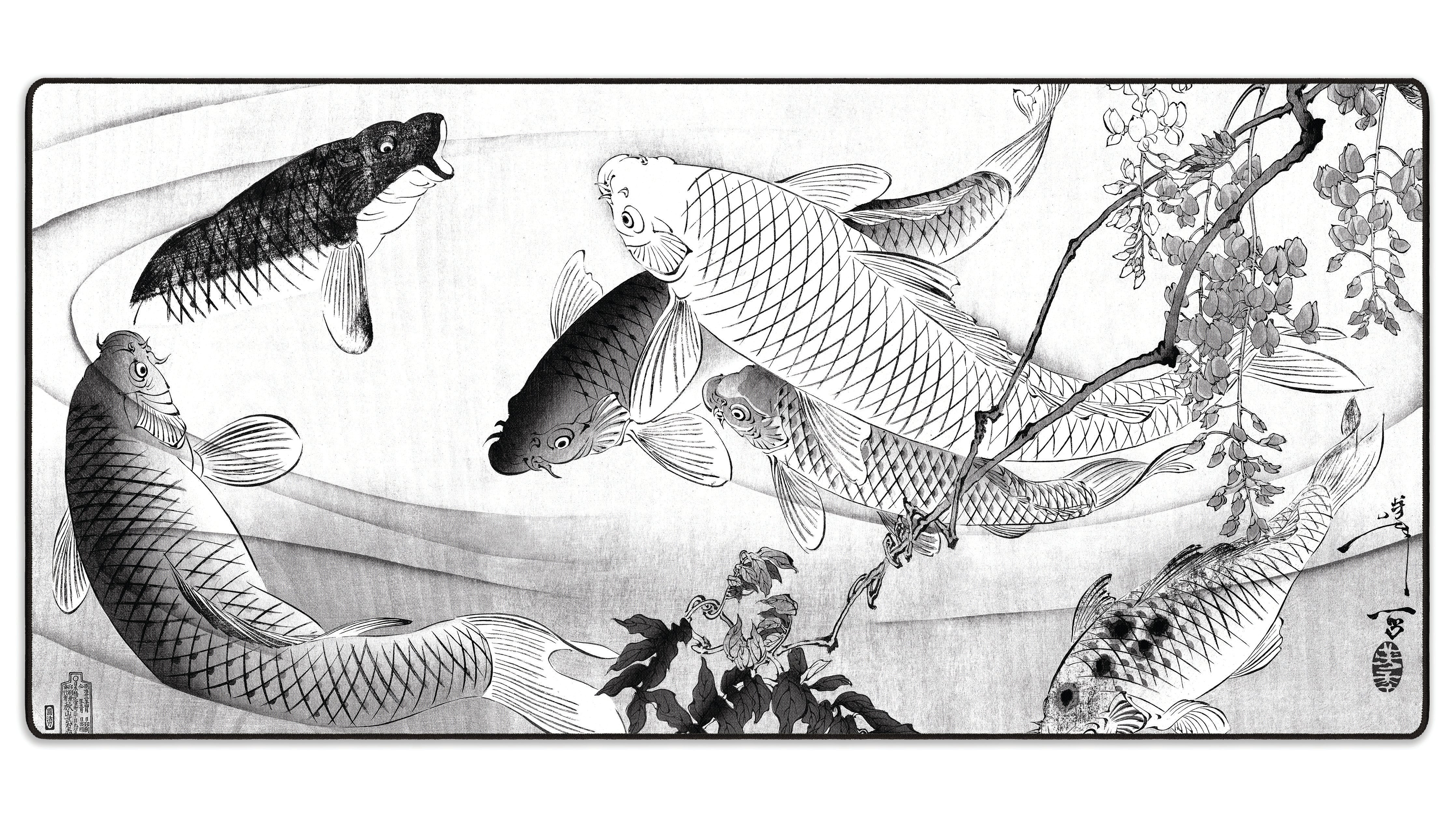 Carp with Wisteria, by Yoshitoshi - The Mousepad Company