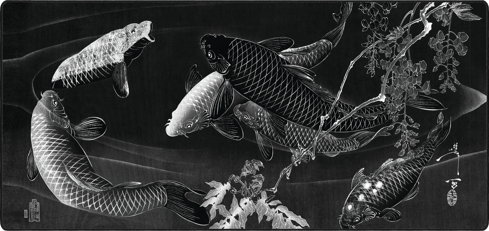 Carp with Wisteria, by Yoshitoshi