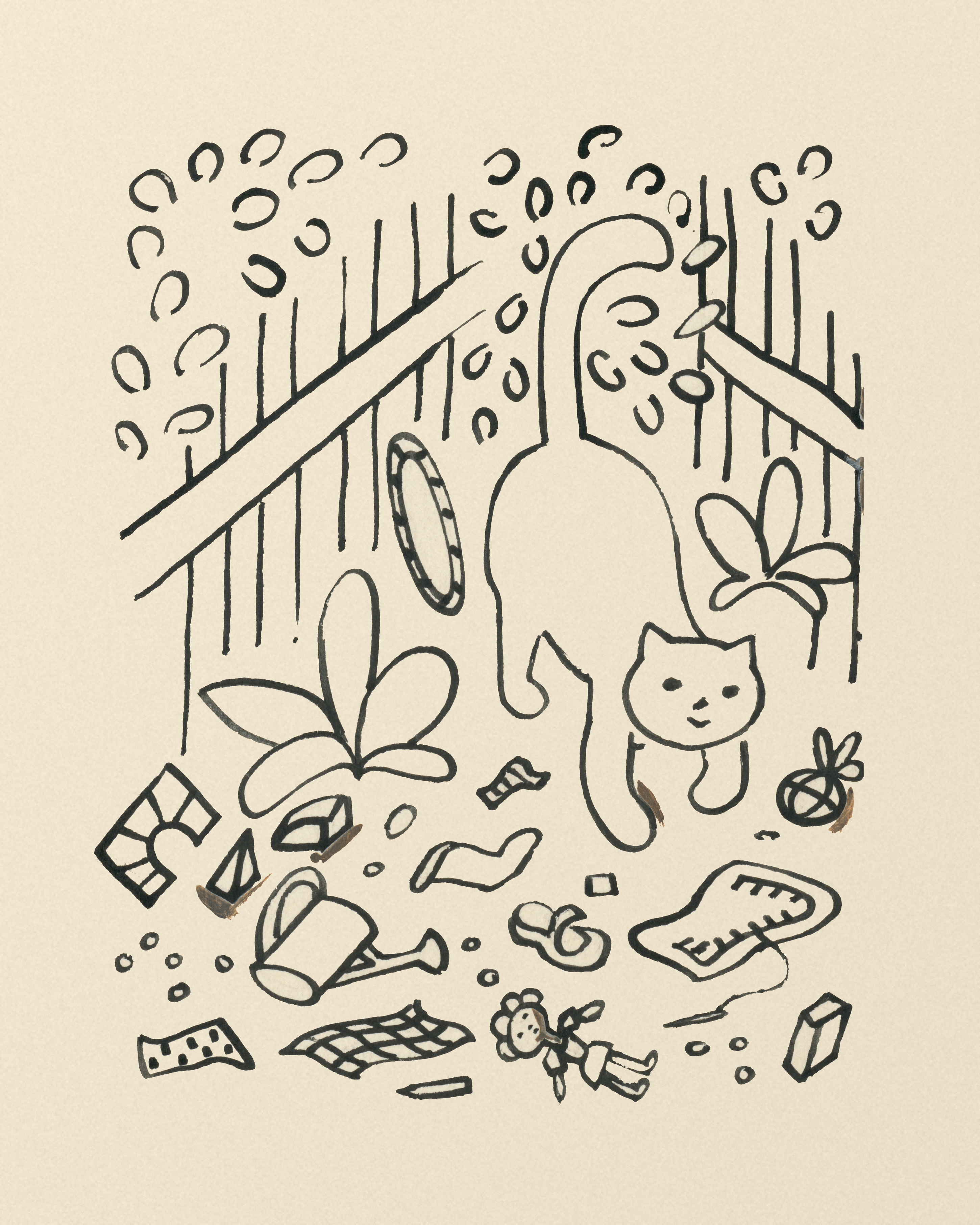 Cat Knocking Things Over - Ink Sketch - The Mousepad Company