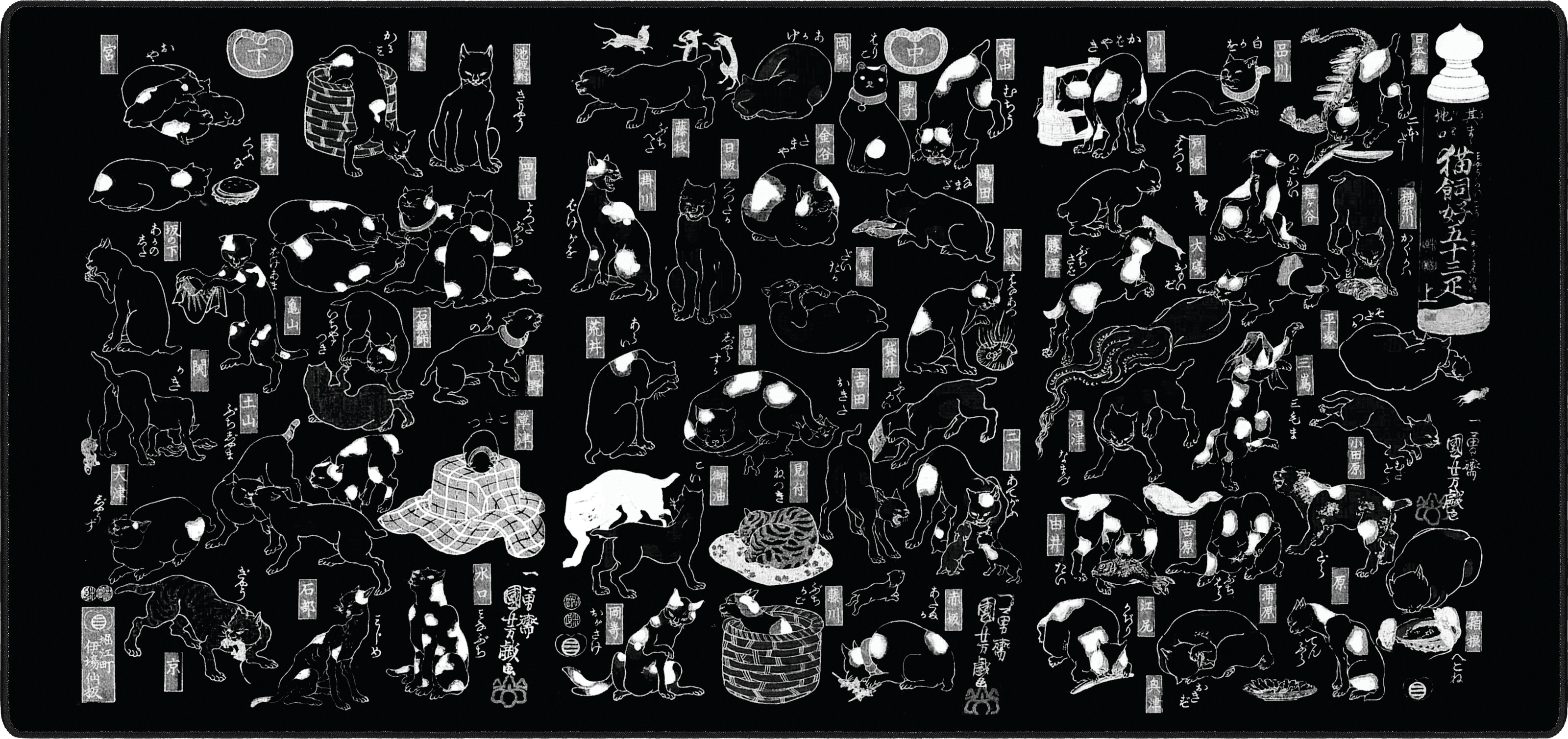 Cats by Kuniyoshi mousepad thumbnail, Night, Large/XXL