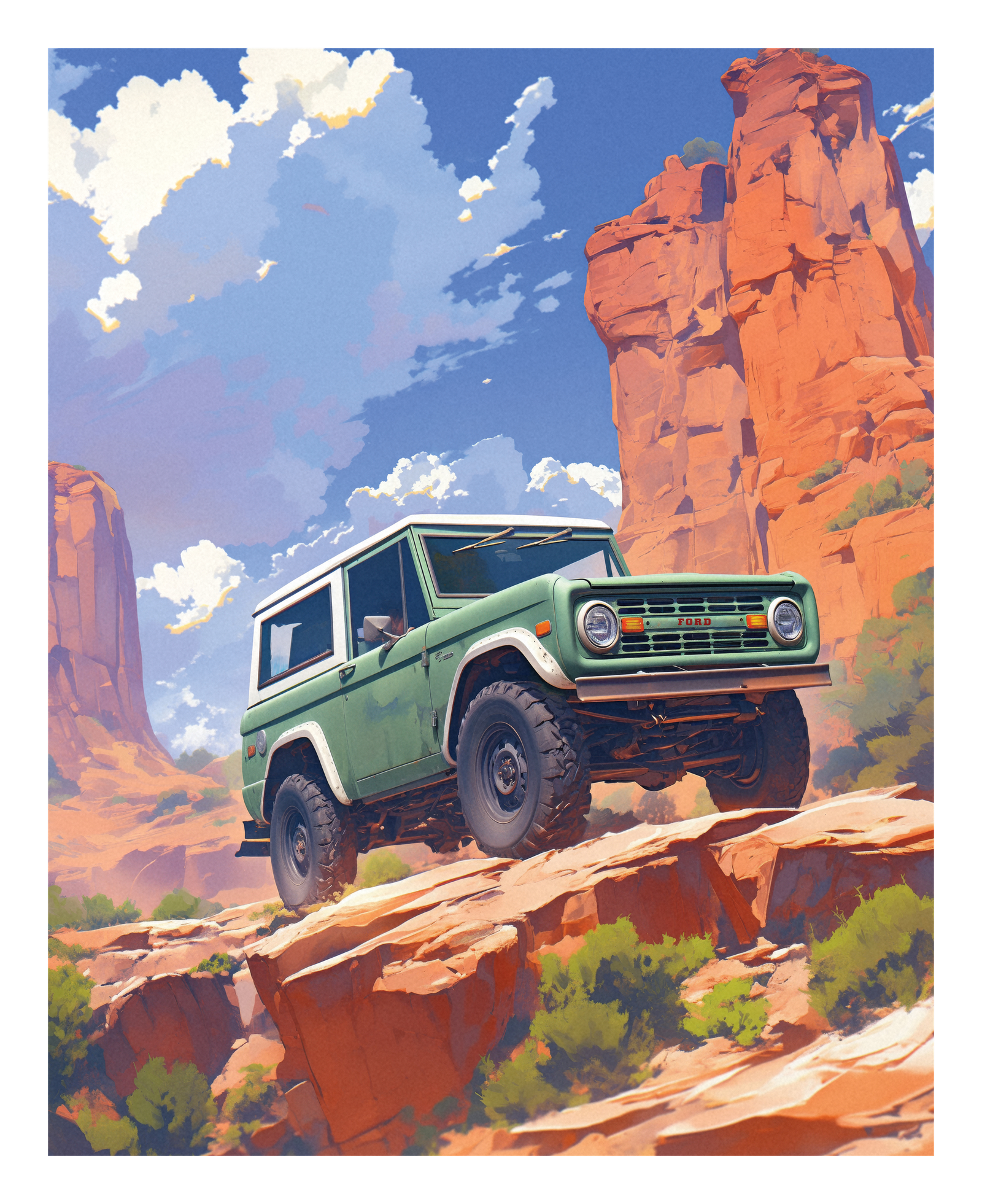 Ford Bronco - Vintage Truck Illustration