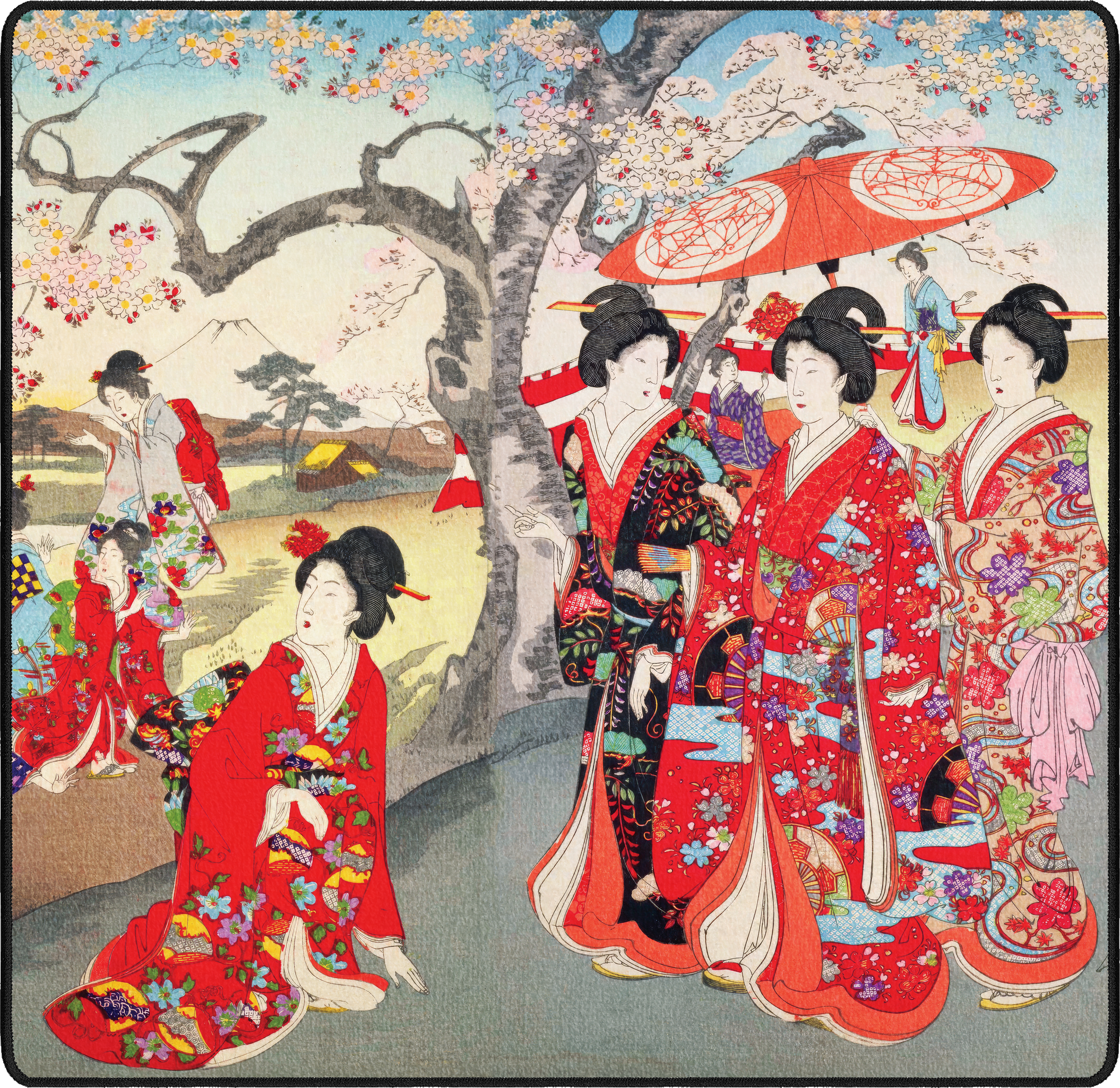 Geisha With Cherry Blossoms mousepad thumbnail, Original, Medium/Small
