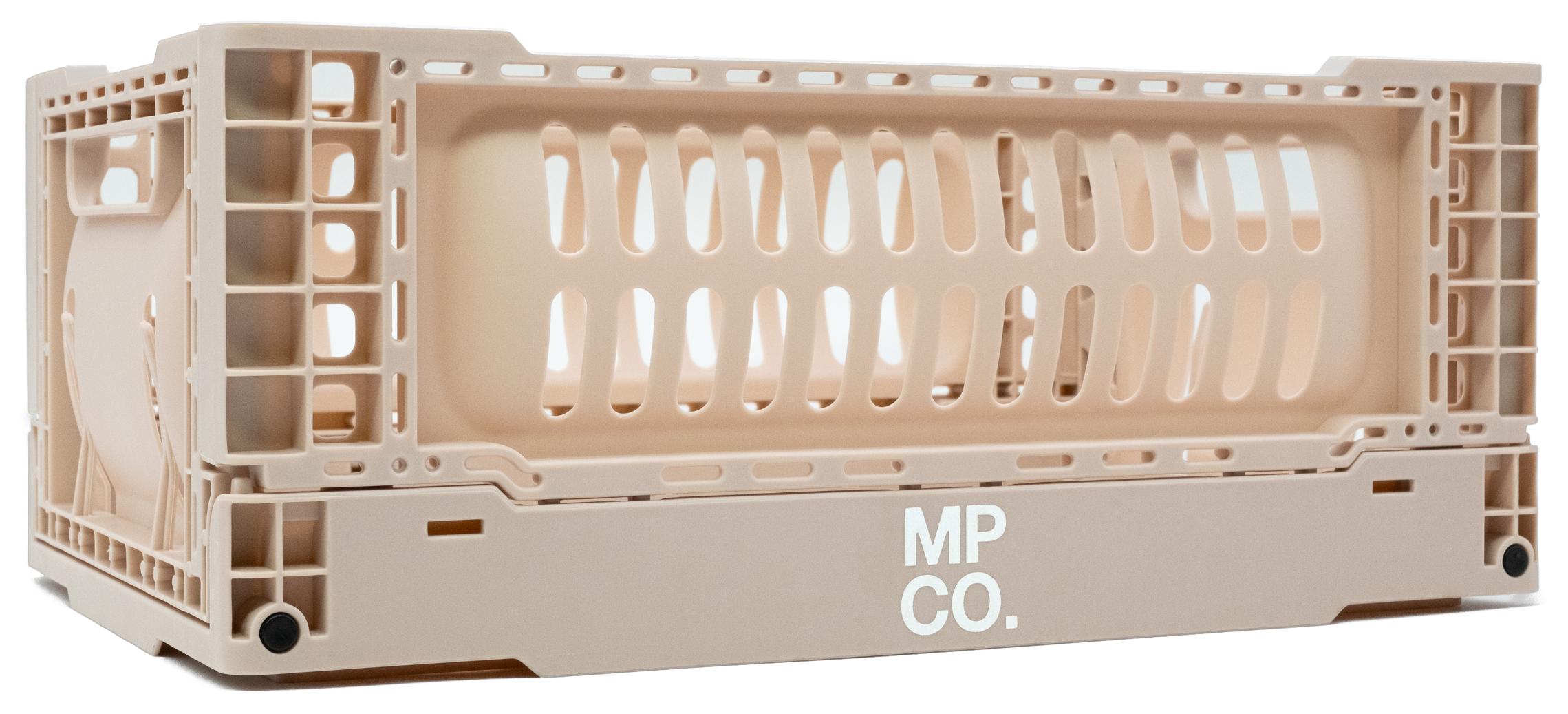 MPCO Foldable Desk Crate in Putty, assembled