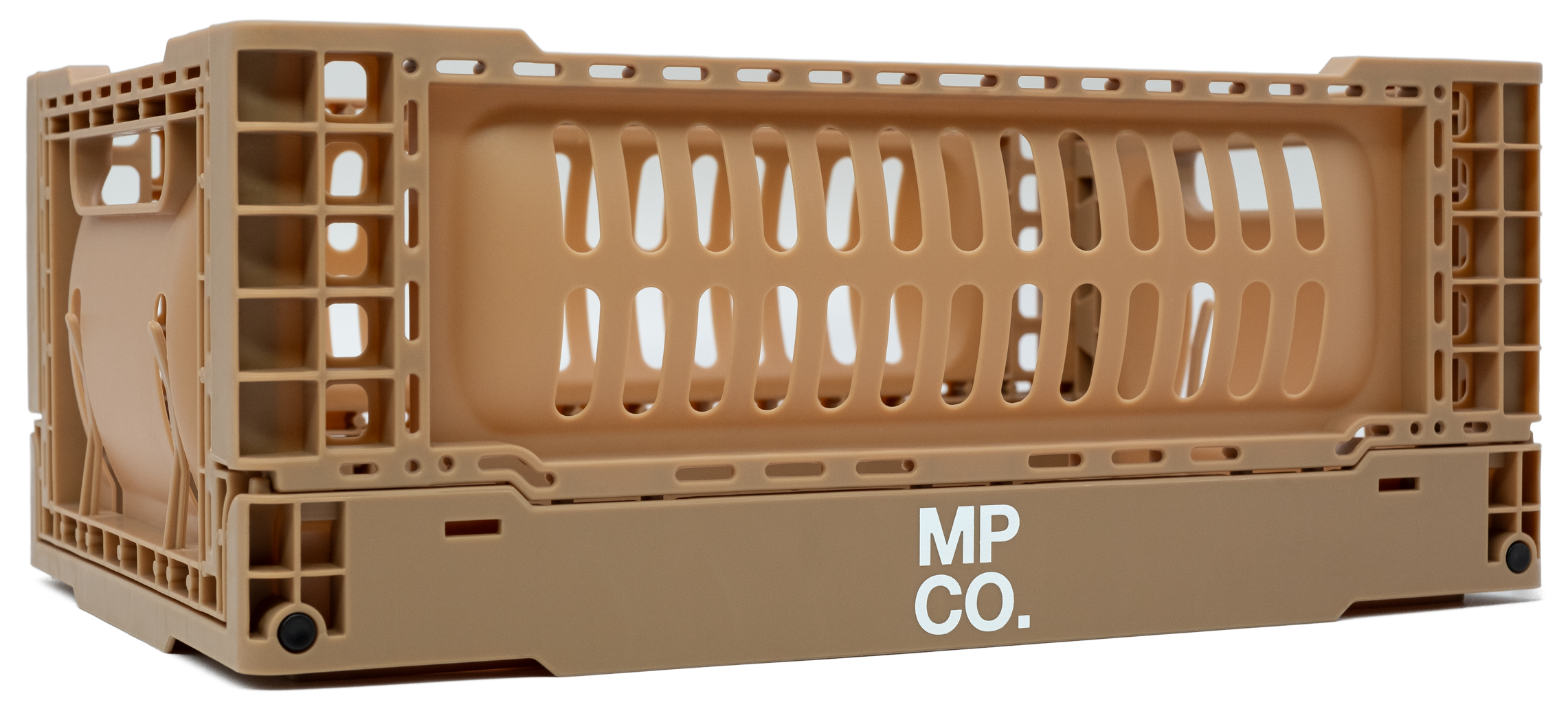 MPCO Foldable Desk Crate in Brown, assembled