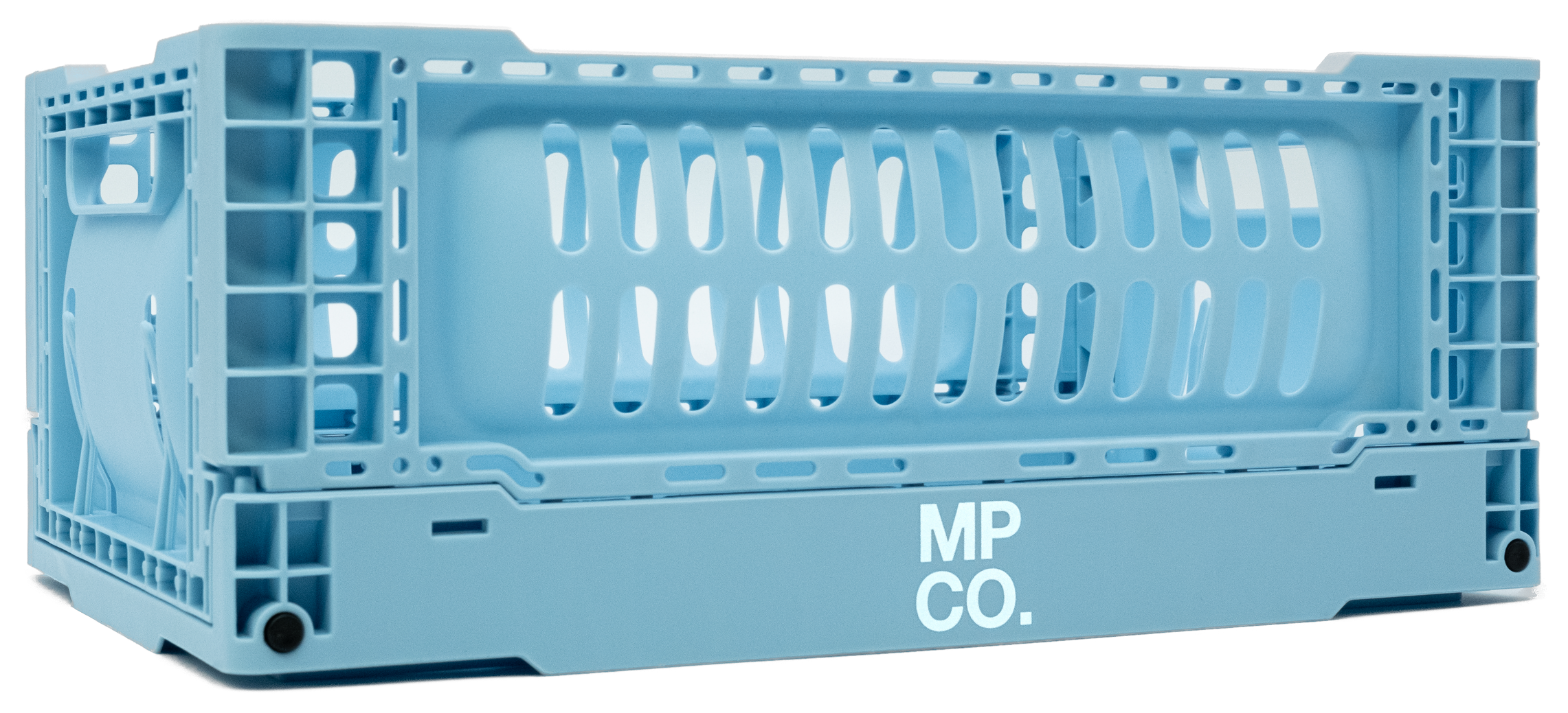 MPCO Foldable Desk Crate in Carolina Blue, assembled