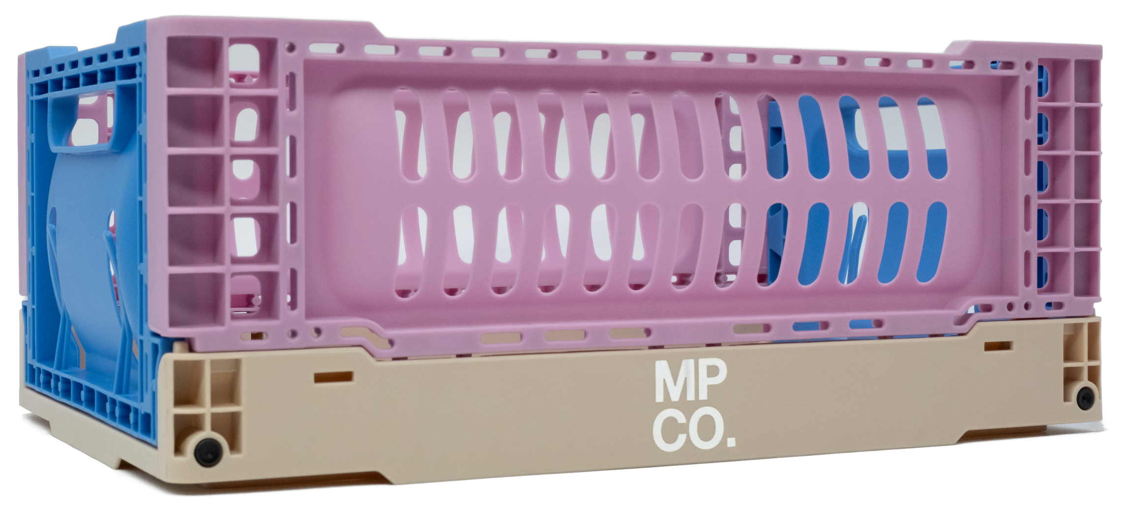 MPCO Foldable Desk Crate in Peach (Blue/Pink), assembled