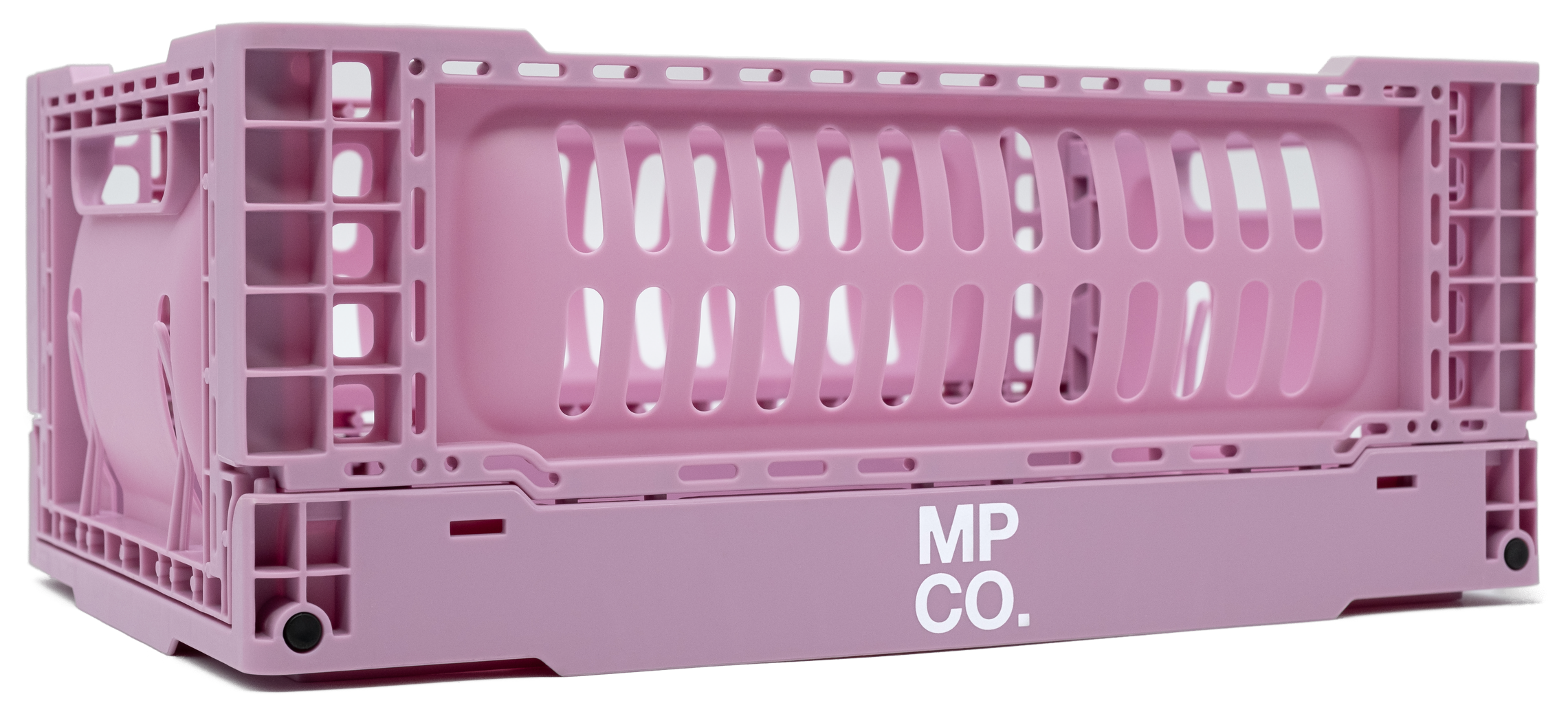 MPCO Foldable Desk Crate in Thulian Pink, assembled