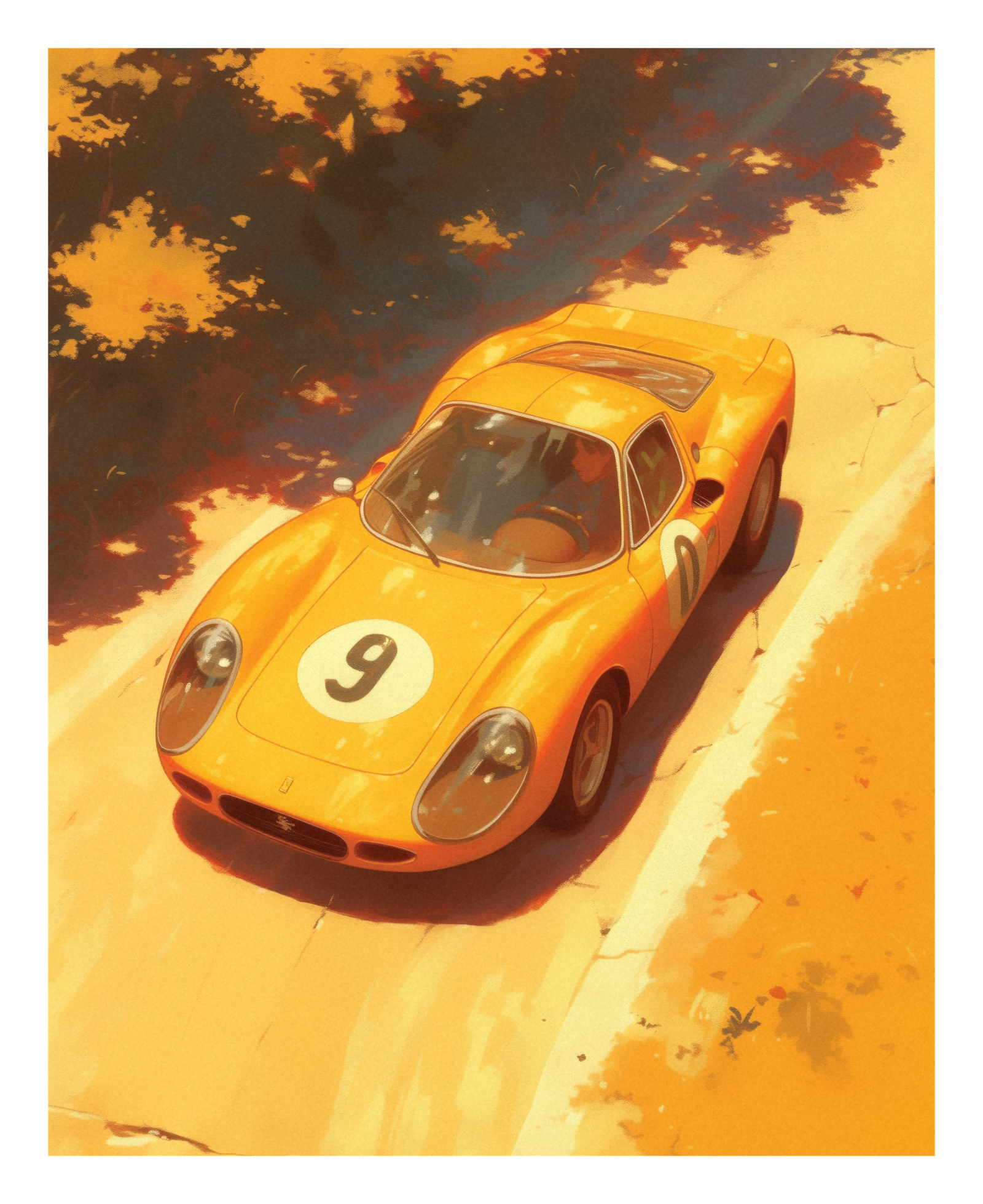 Orange Ferrari - Racing Illustration
