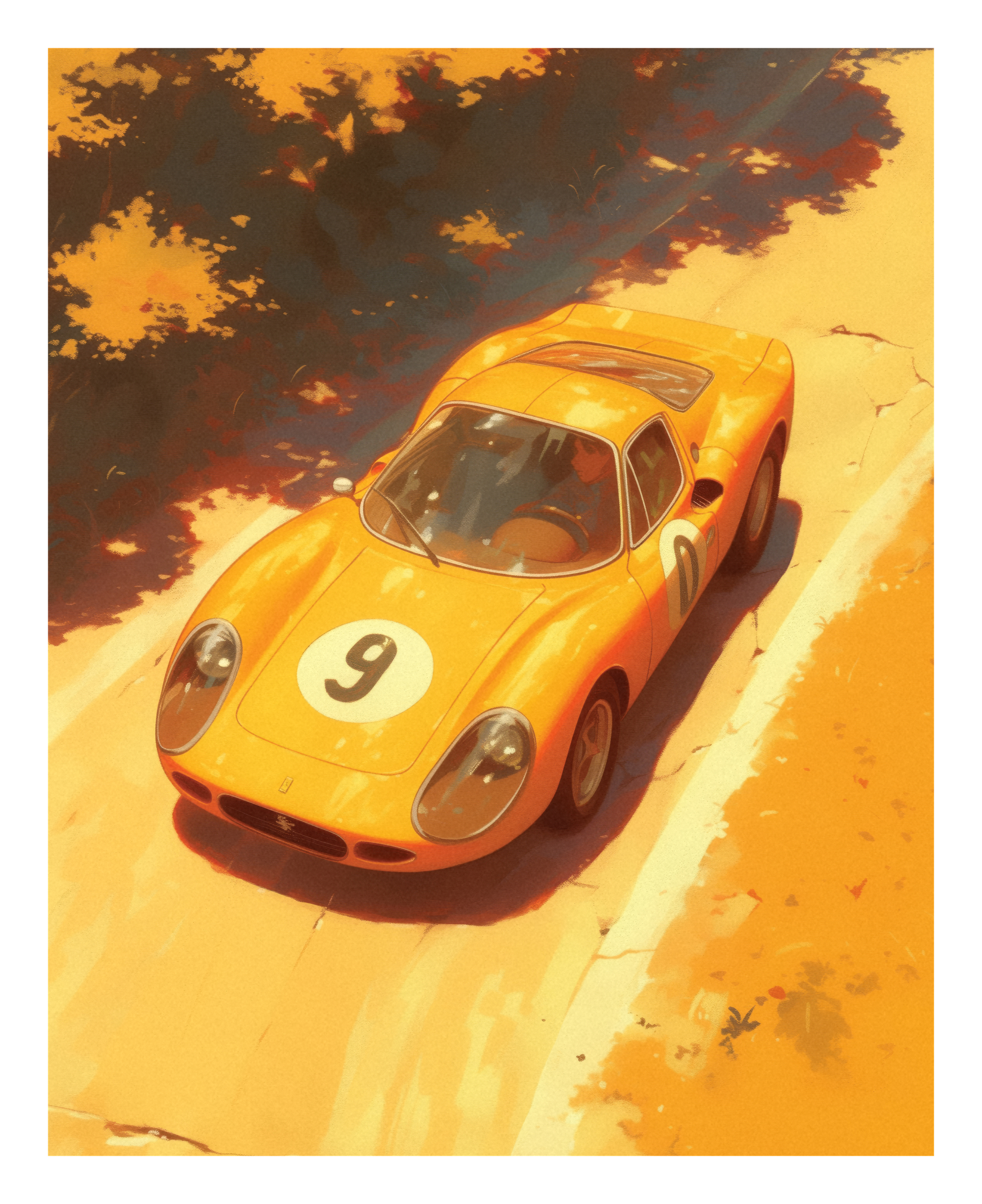 Orange Ferrari - Medium Poster - The Mousepad Company