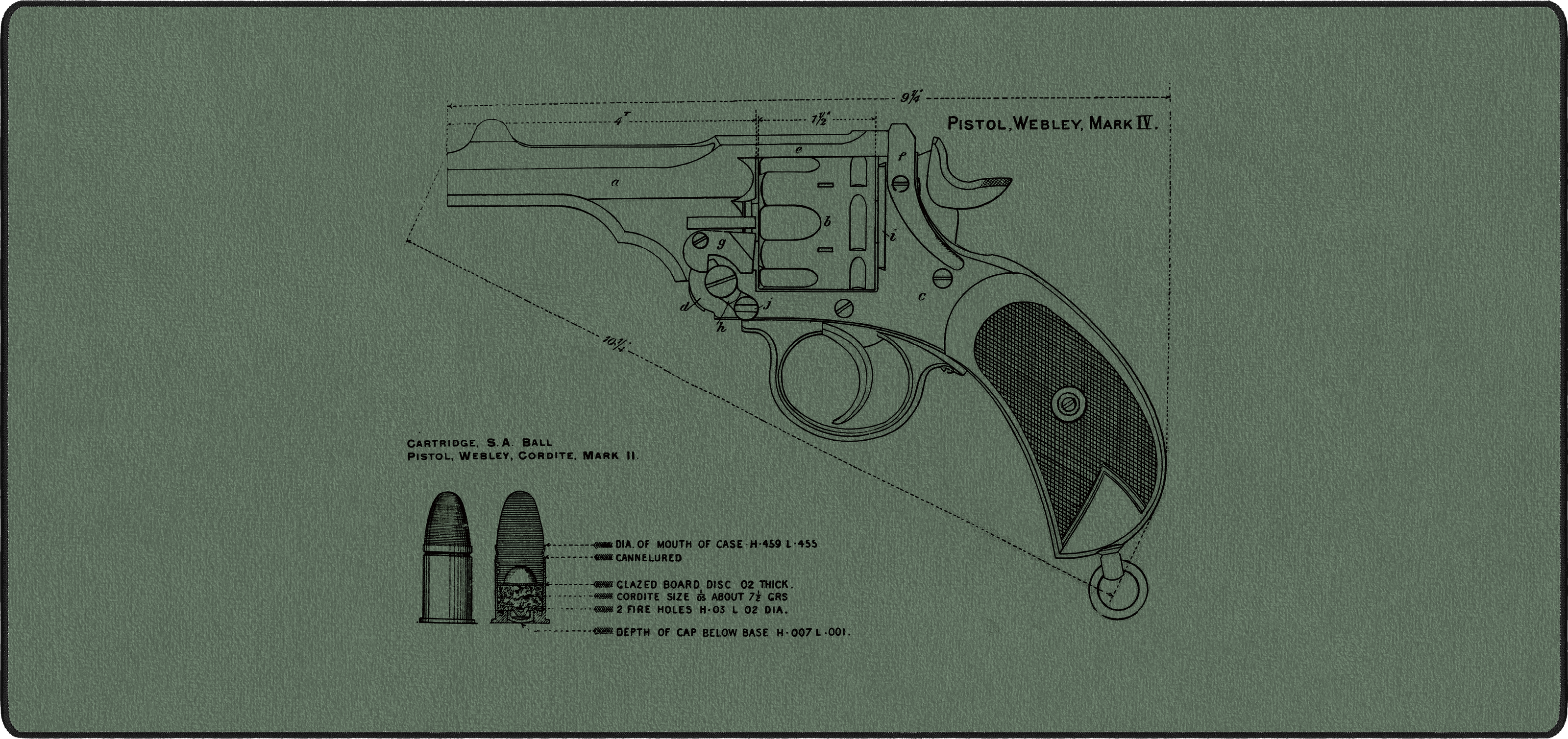 PISTOL, WEBLY, MARK IV mousepad thumbnail, Green, Large/XXL