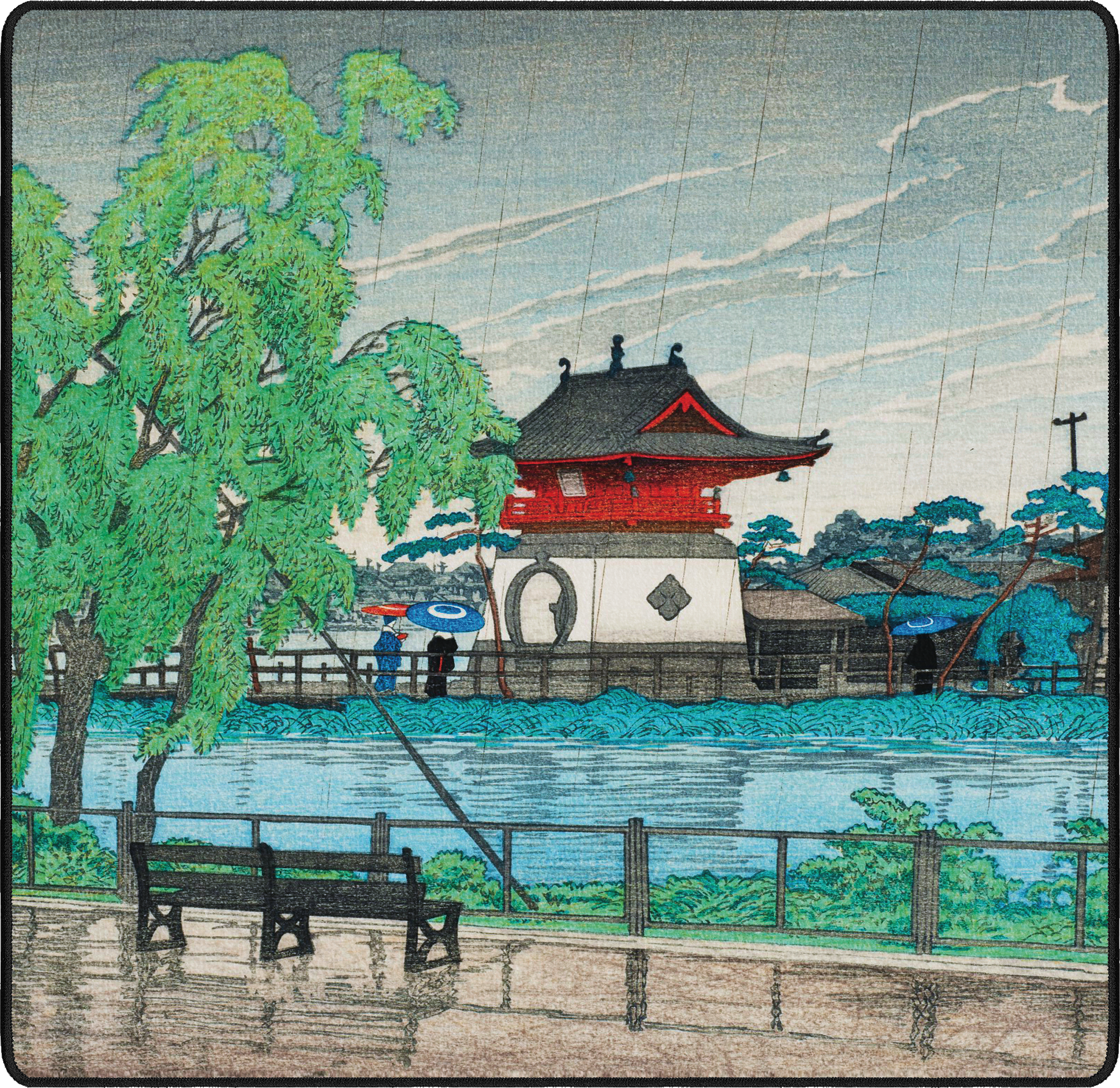 Rain at Shinobazu Pond, by Hasui mousepad thumbnail, Original, Medium/Small