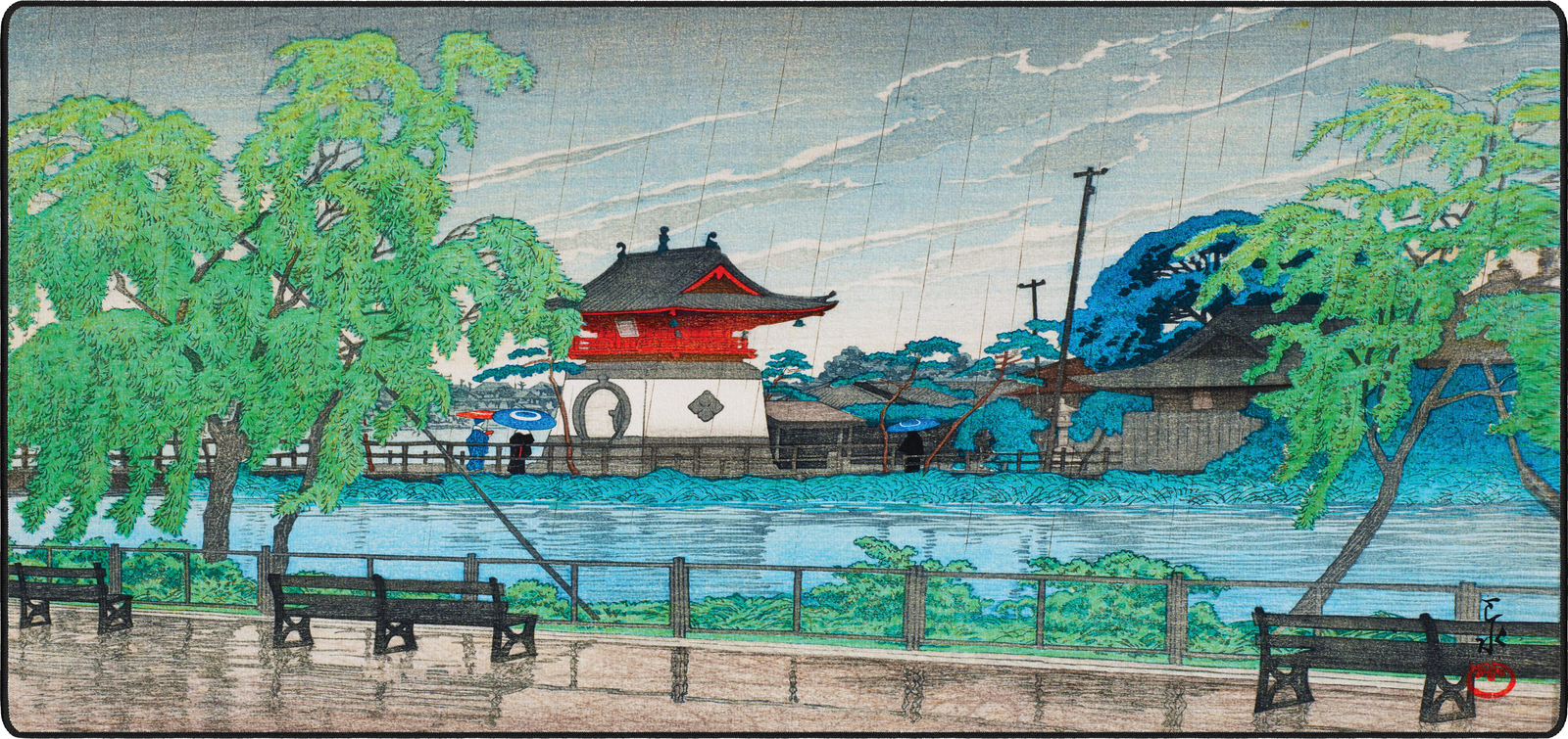 Rain at Shinobazu Pond, by Hasui