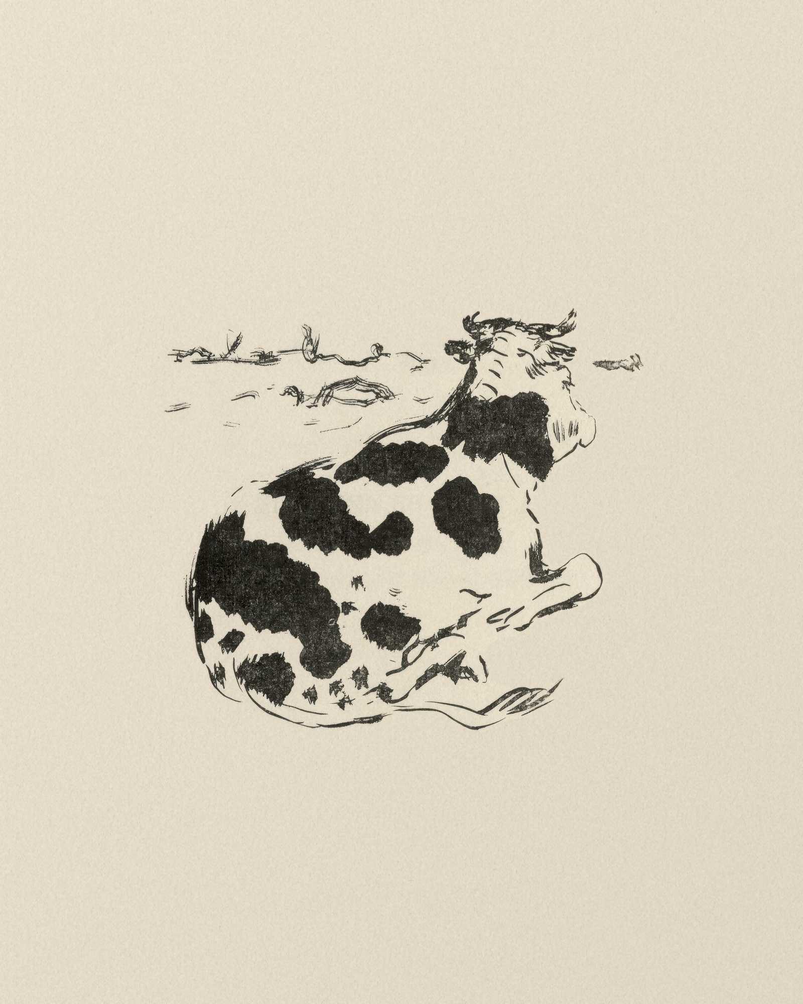 Resting Cow - Ink Sketch