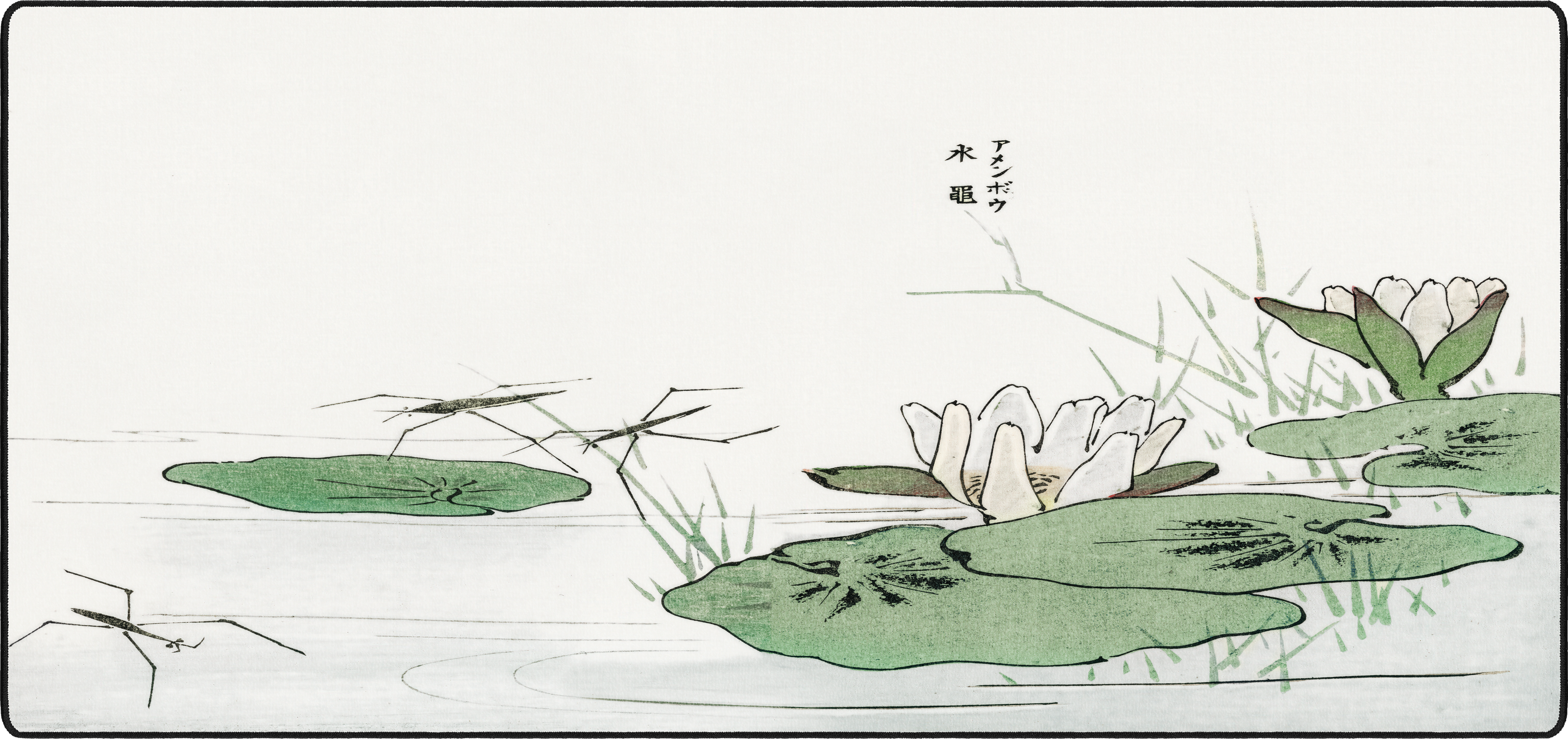 Water Striders by Morimoto Toko mousepad thumbnail, White, Large/XXL