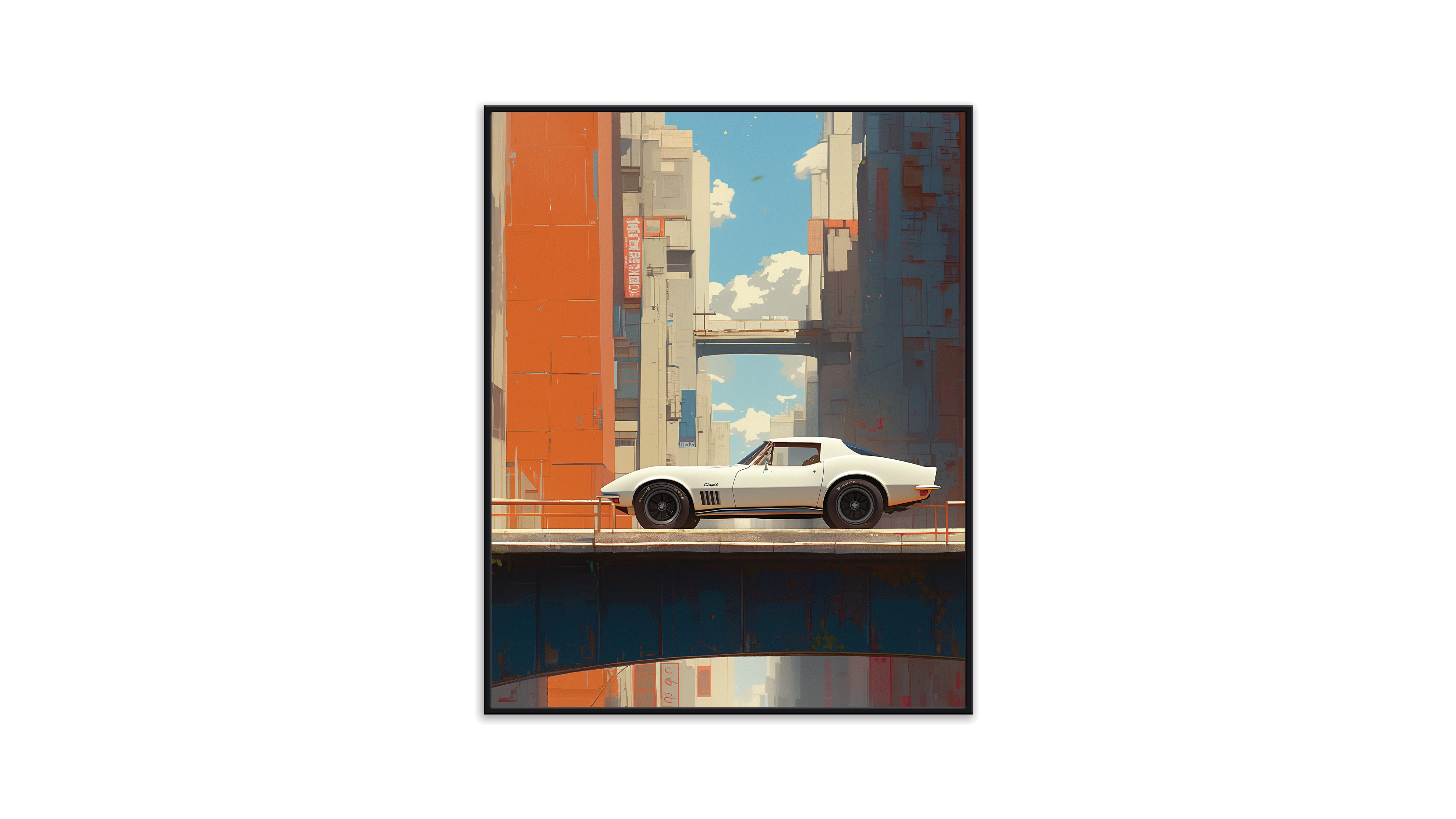 White Corvette - Medium Poster - The Mousepad Company