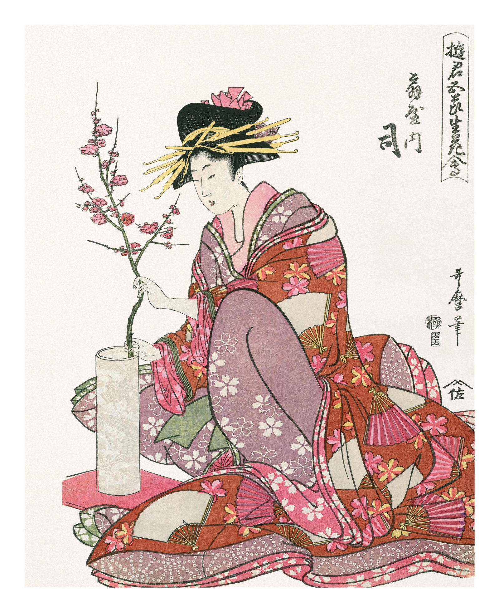 Flower Arrangement with Plum, by Kitagawa Utamaro