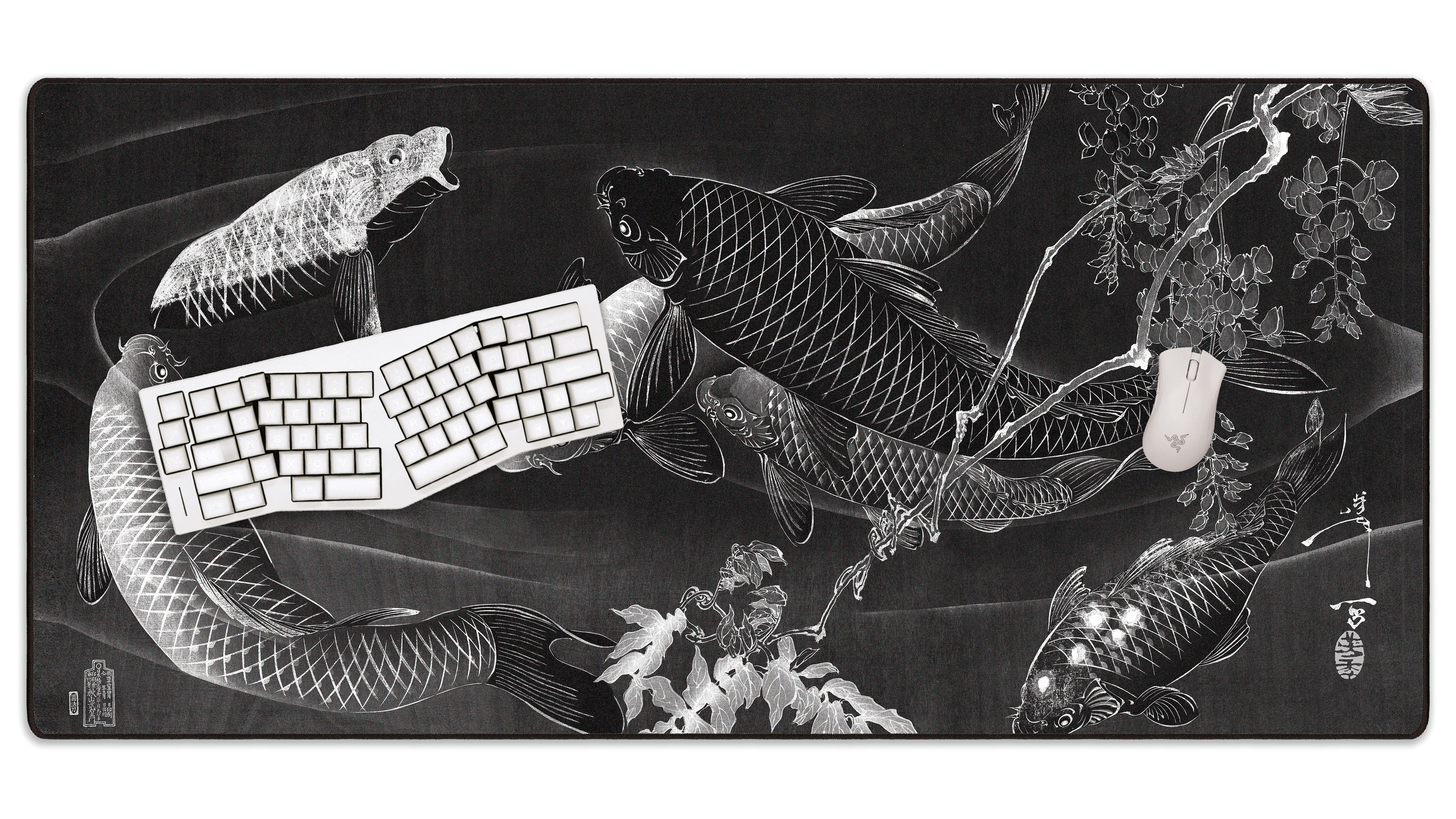 Carp with Wisteria, by Yoshitoshi - The Mousepad Company