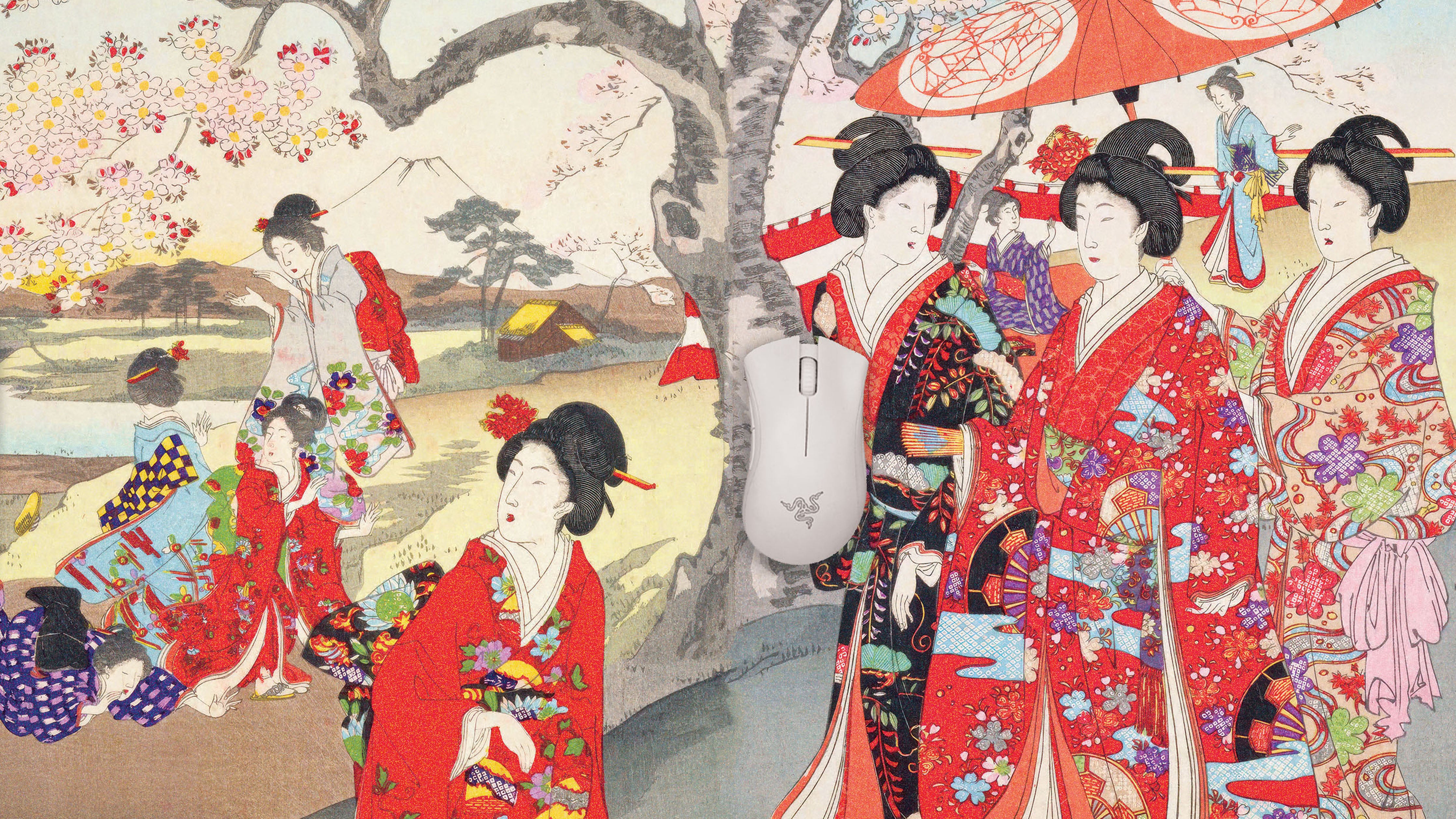 Geisha With Cherry Blossoms - The Mousepad Company