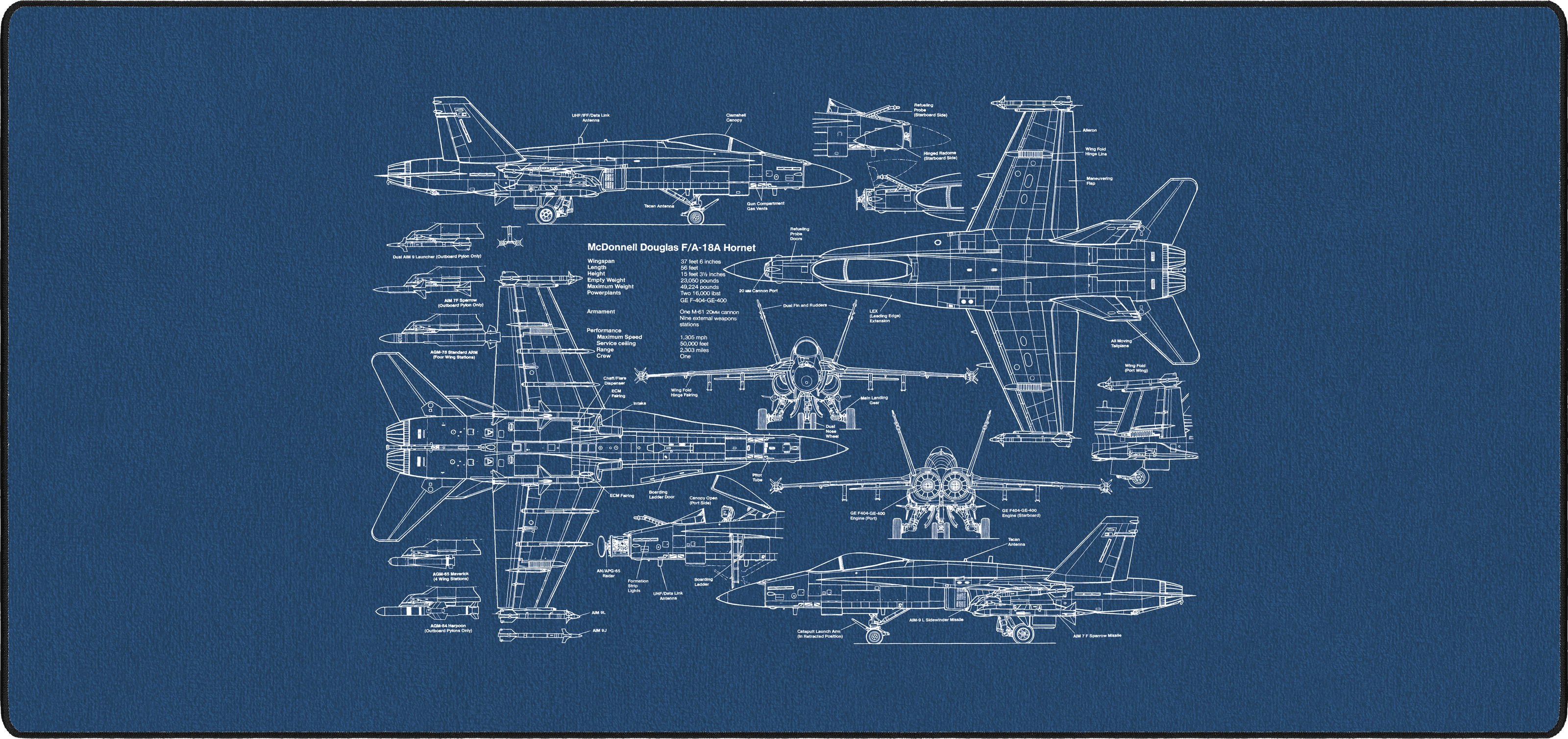 18A HORNET mousepad thumbnail, Blue, Large/XXL