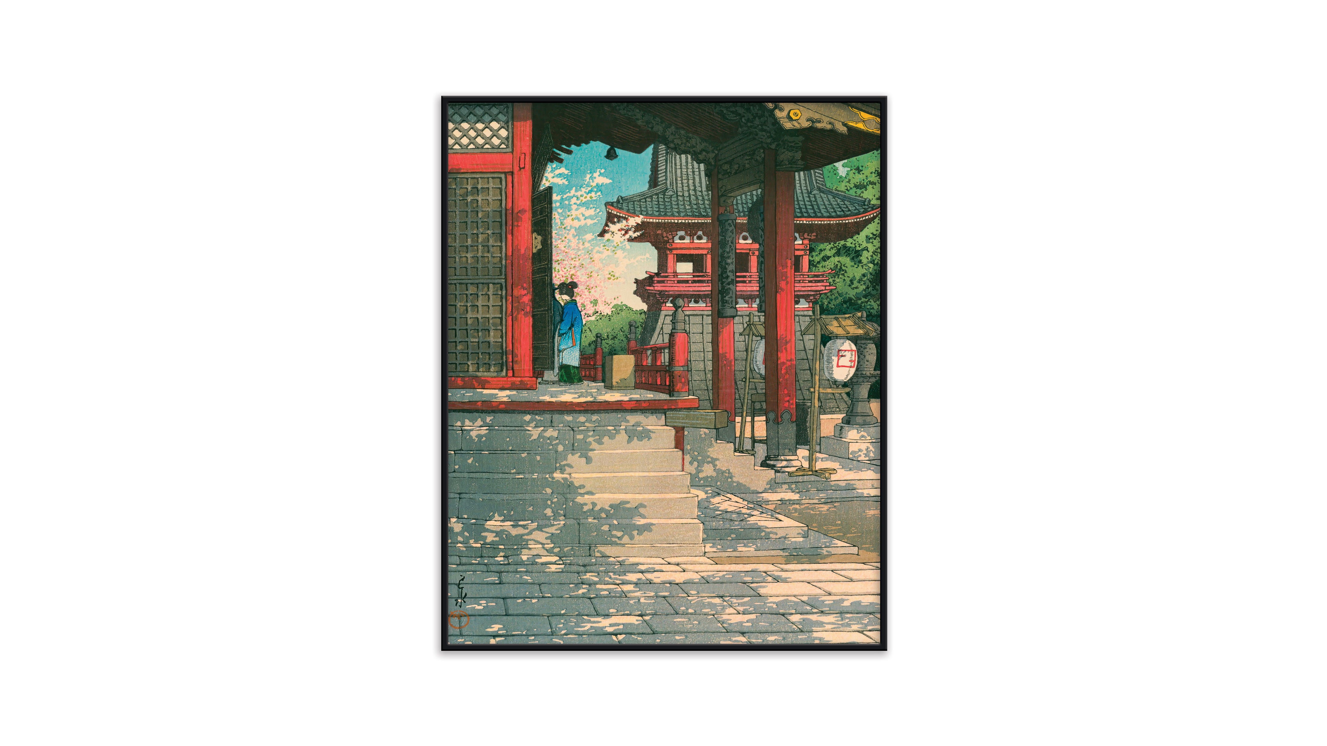 Temple with Cherry Blossoms - Medium Poster - The Mousepad Company