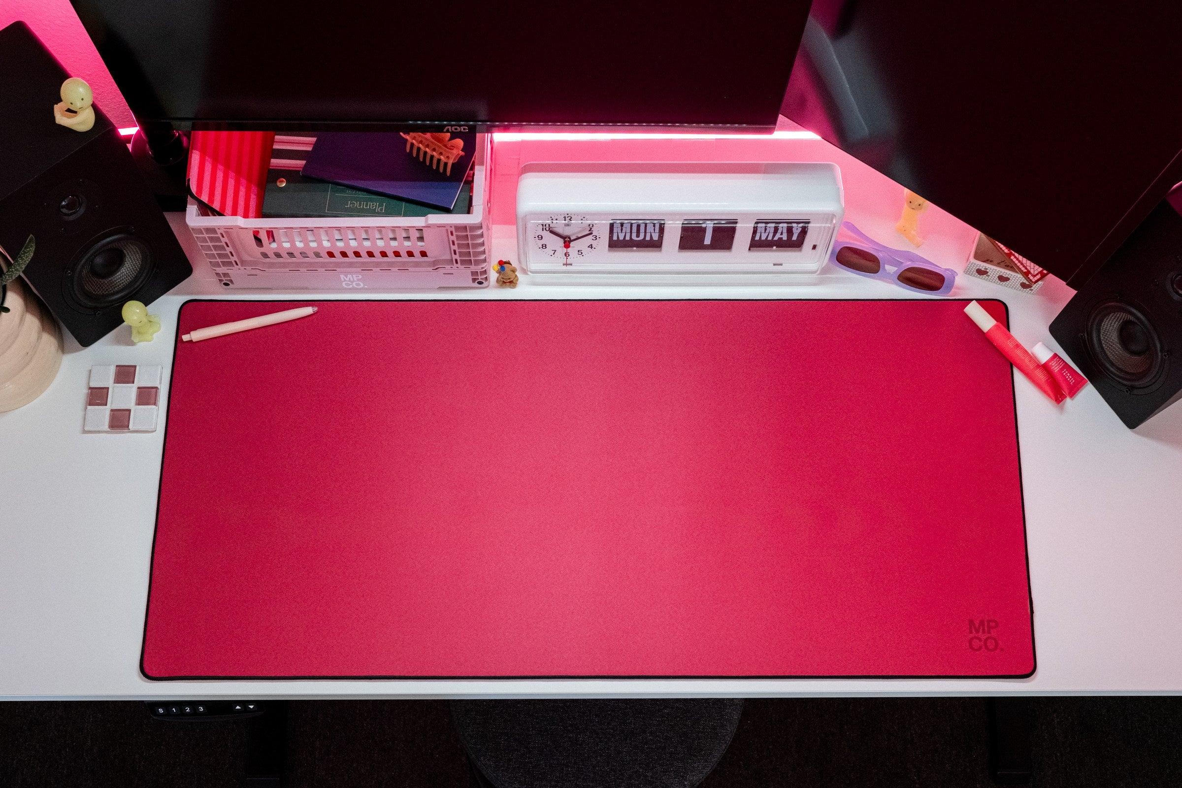 Solid Colors 2026 Summer - Fuchsia desk setup