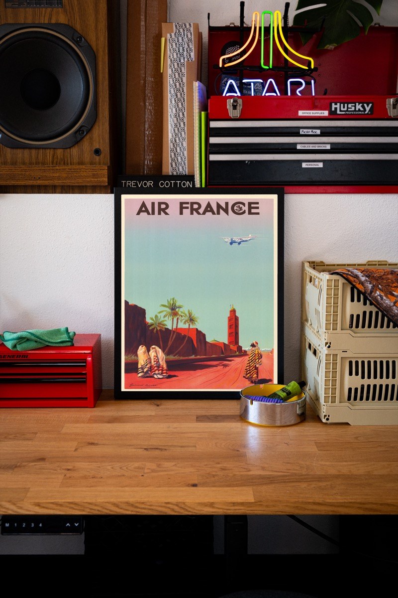 Air France - Marrakech art print styled in a room setting