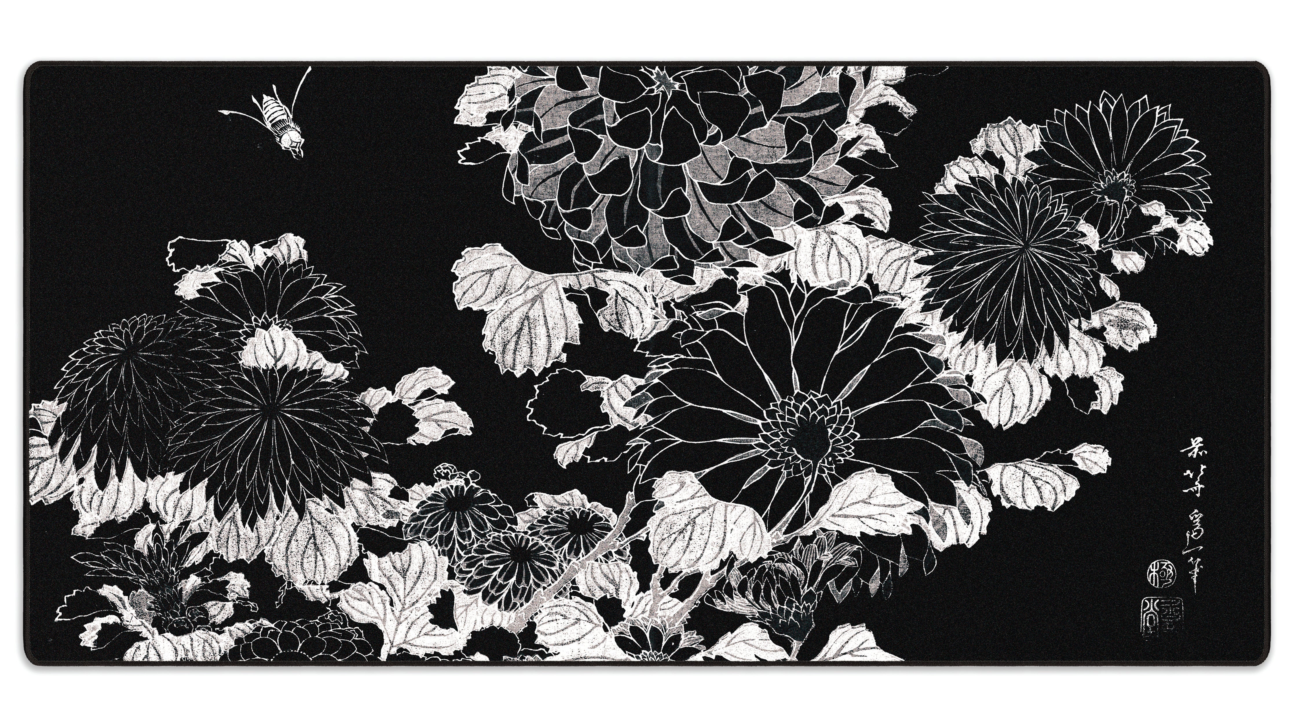 Chrysanthemums and Bee, by Hokusai - The Mousepad Company