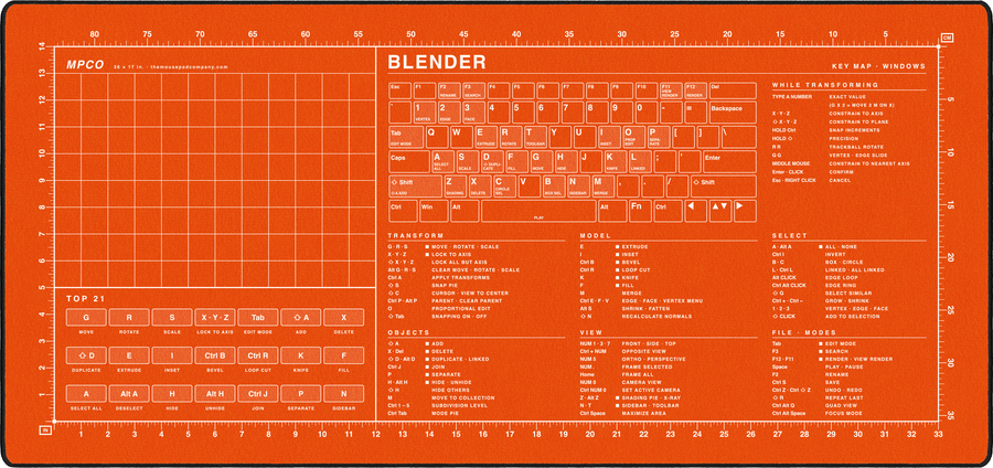 Blender Shortcuts Pad (Windows) in Orange / White
