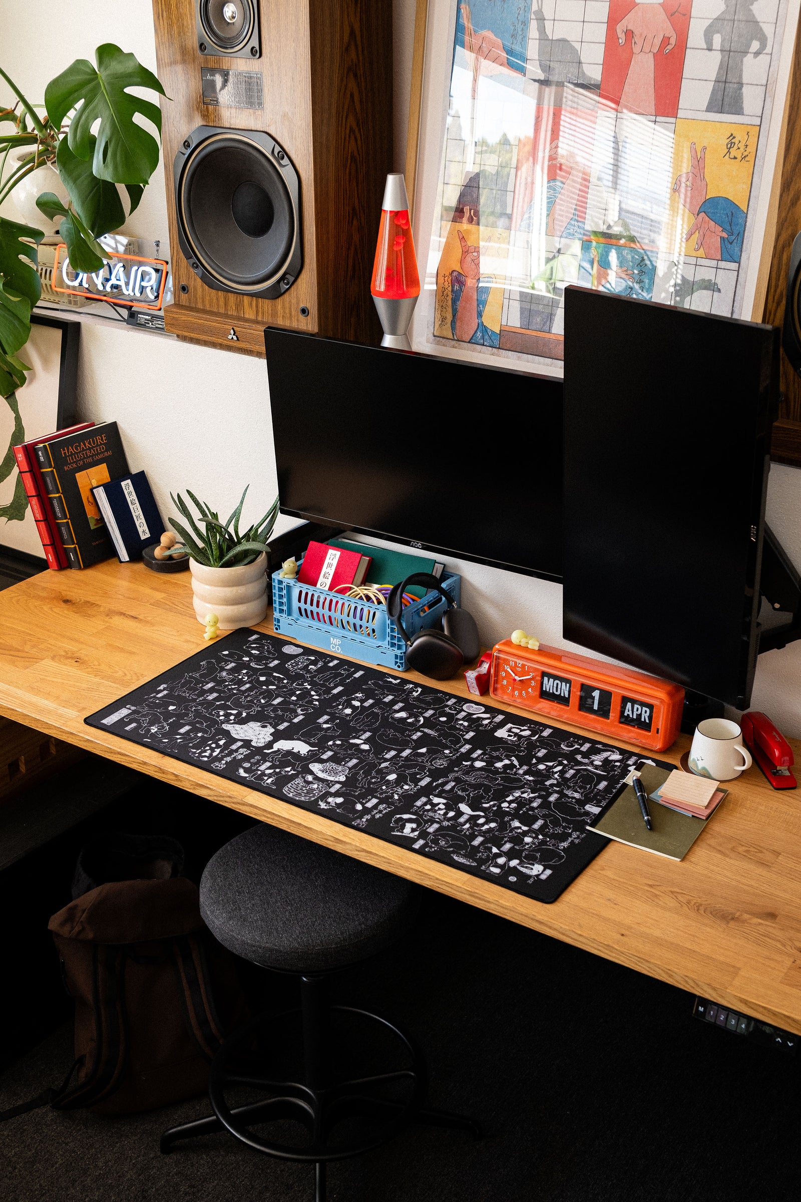 Cats by Kuniyoshi - Night desk setup