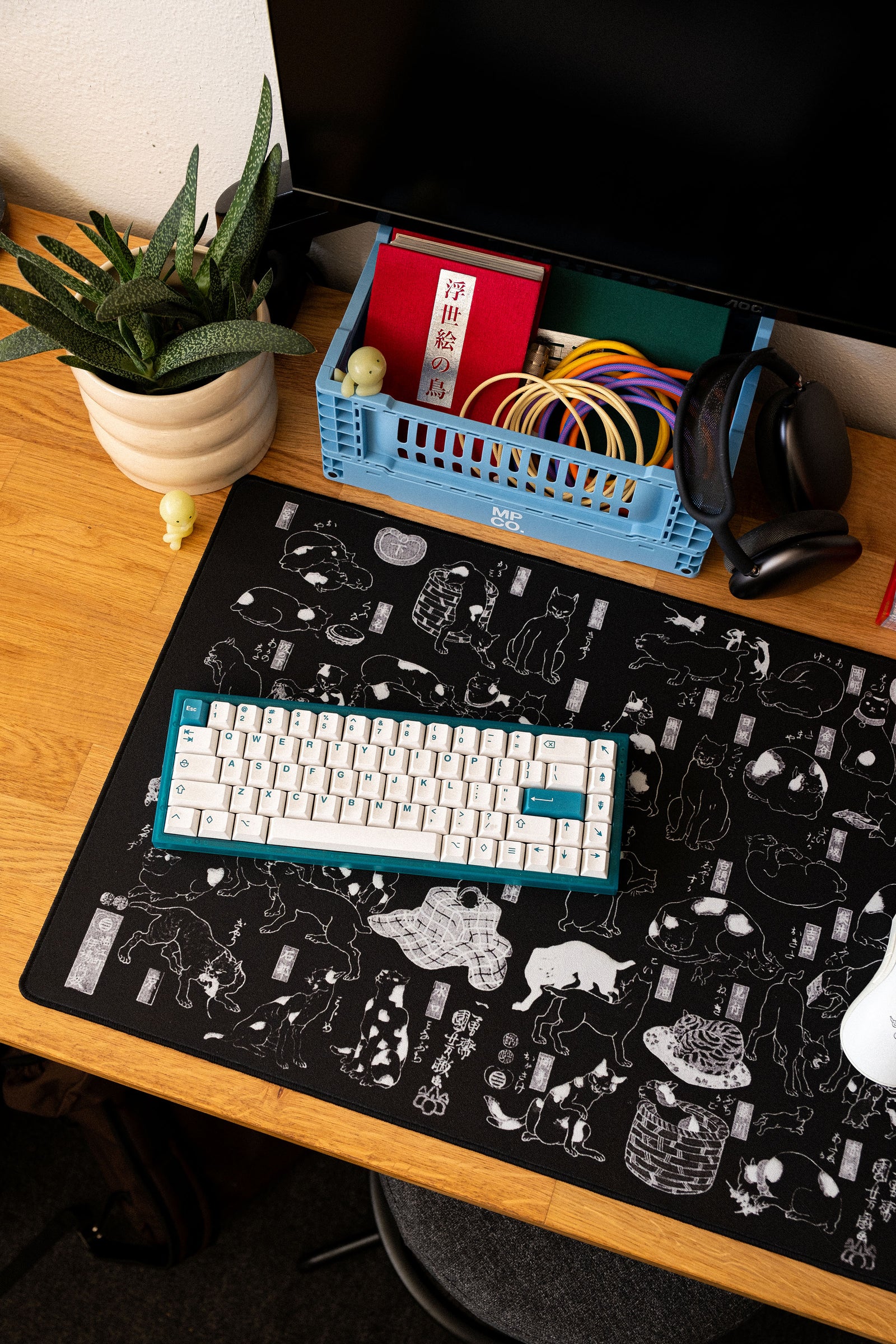 Cats by Kuniyoshi - Night desk setup
