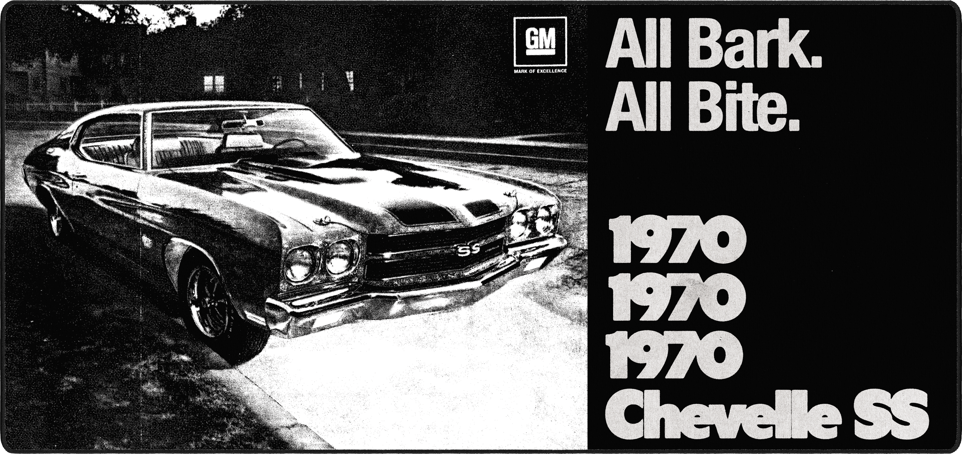 Chevelle SS mousepad thumbnail, Black/White, Large/XXL
