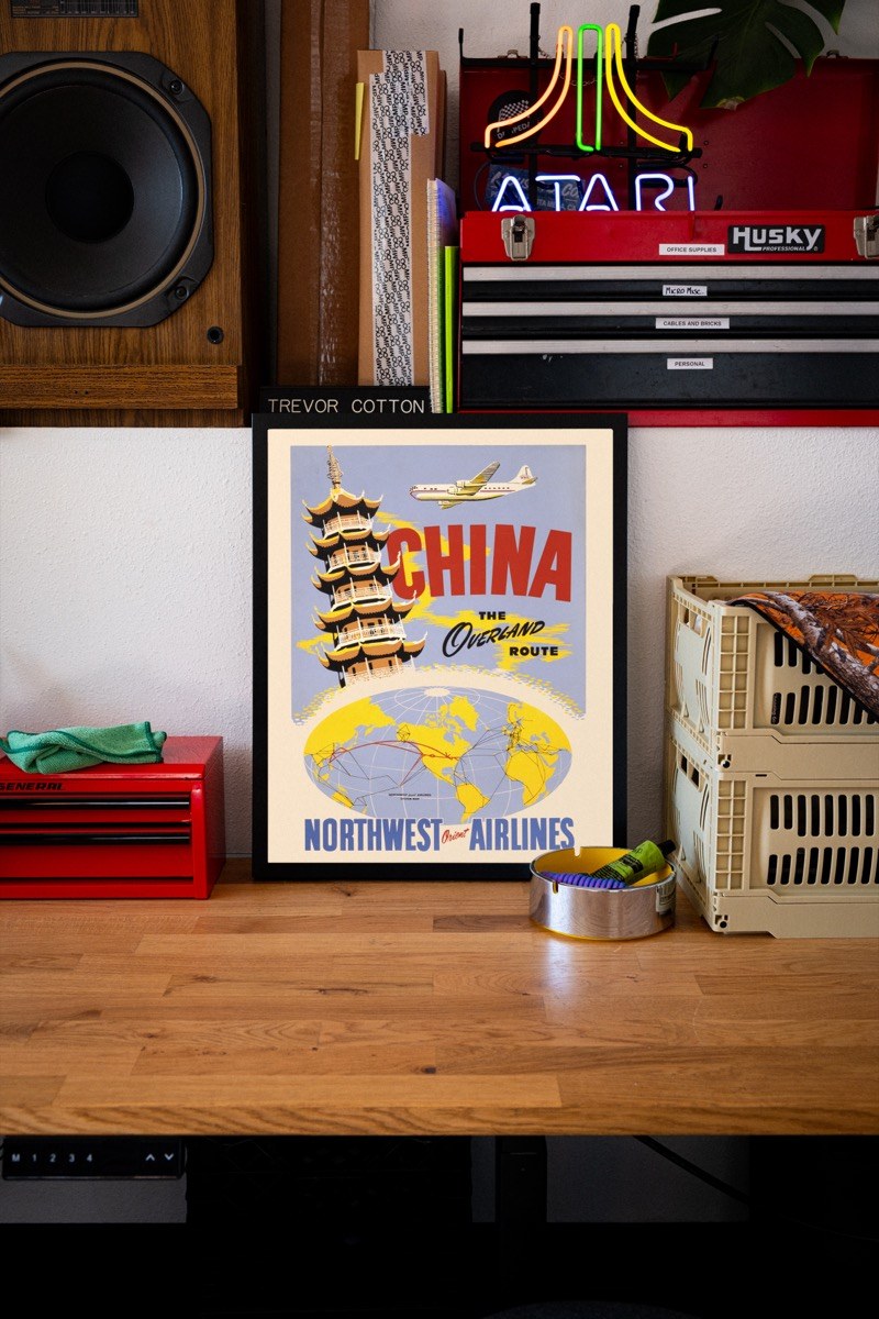 China - The Overland Route art print styled in a room setting
