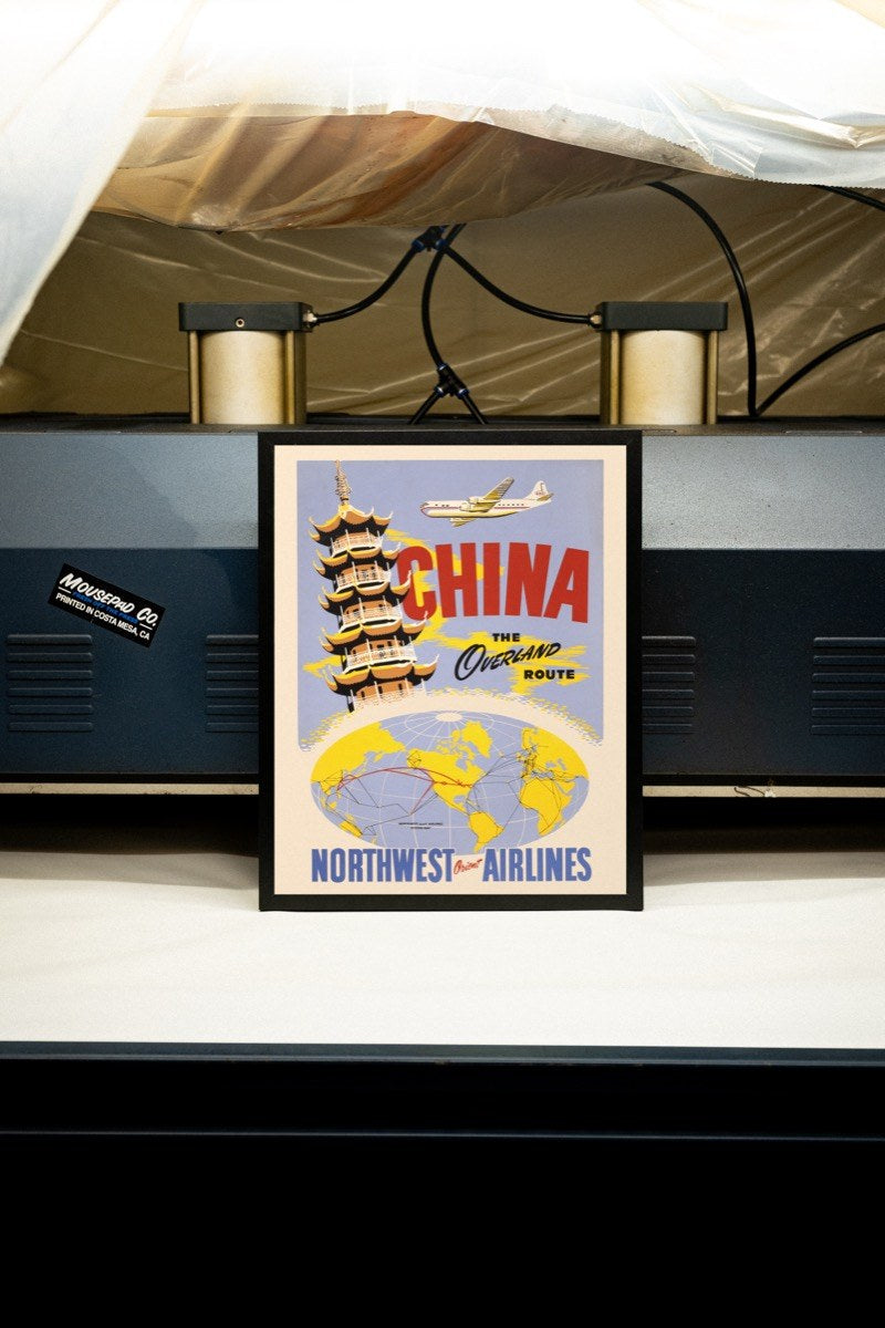 China - The Overland Route art print styled in a room setting