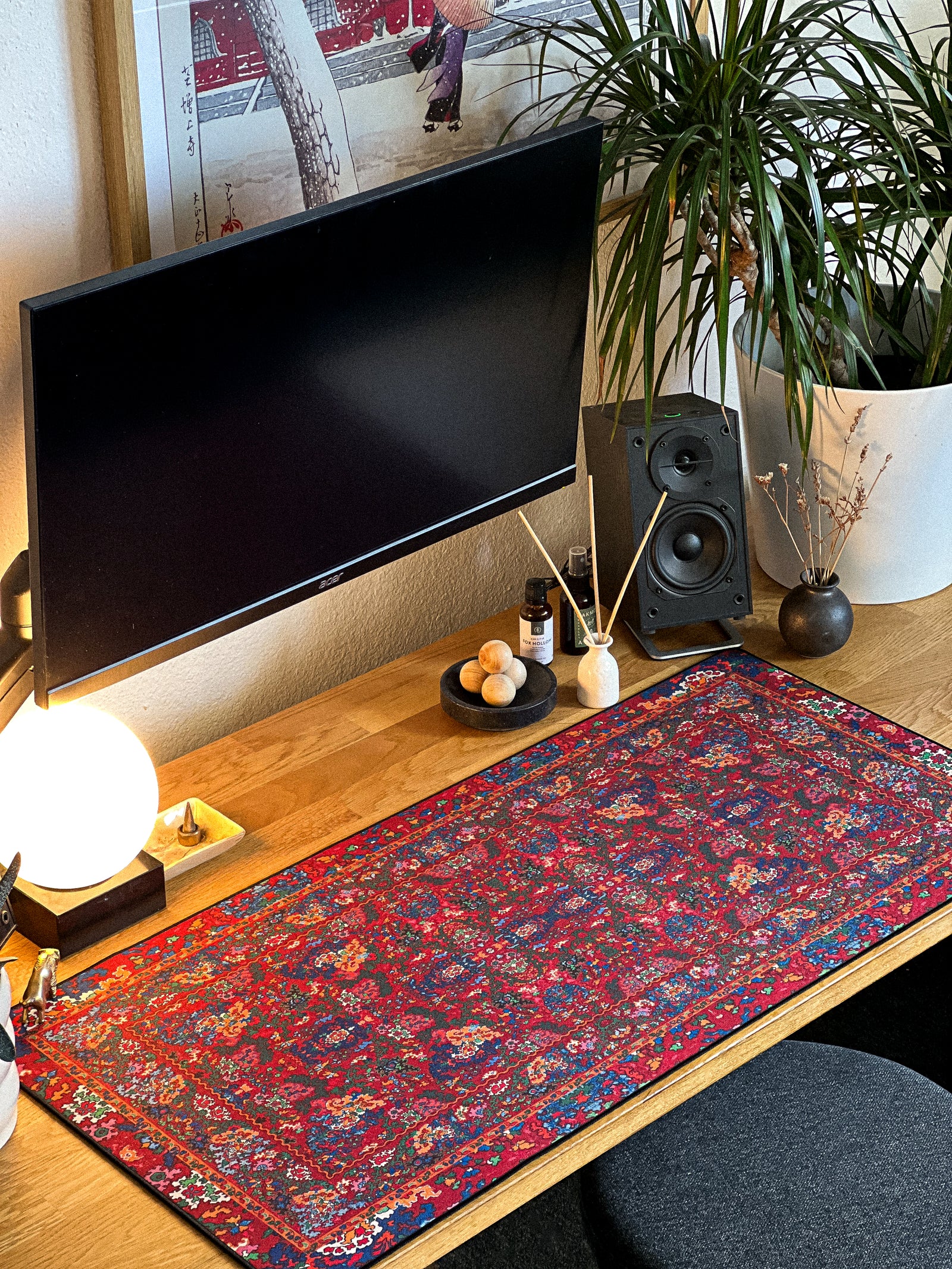 Cobalt and Clover - Red/Blue desk setup