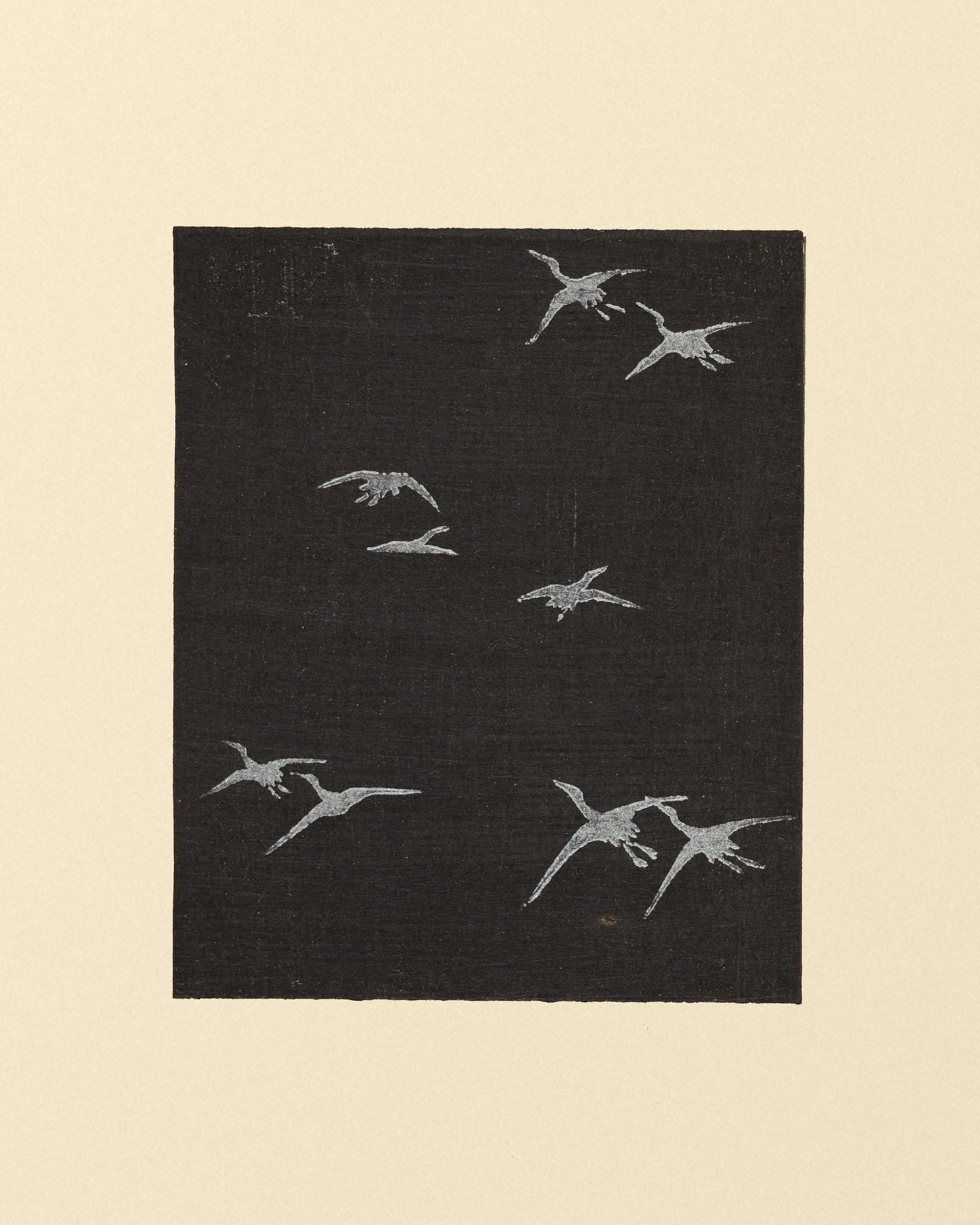 Cranes at Night, in the Style of Kamisaka Sekka