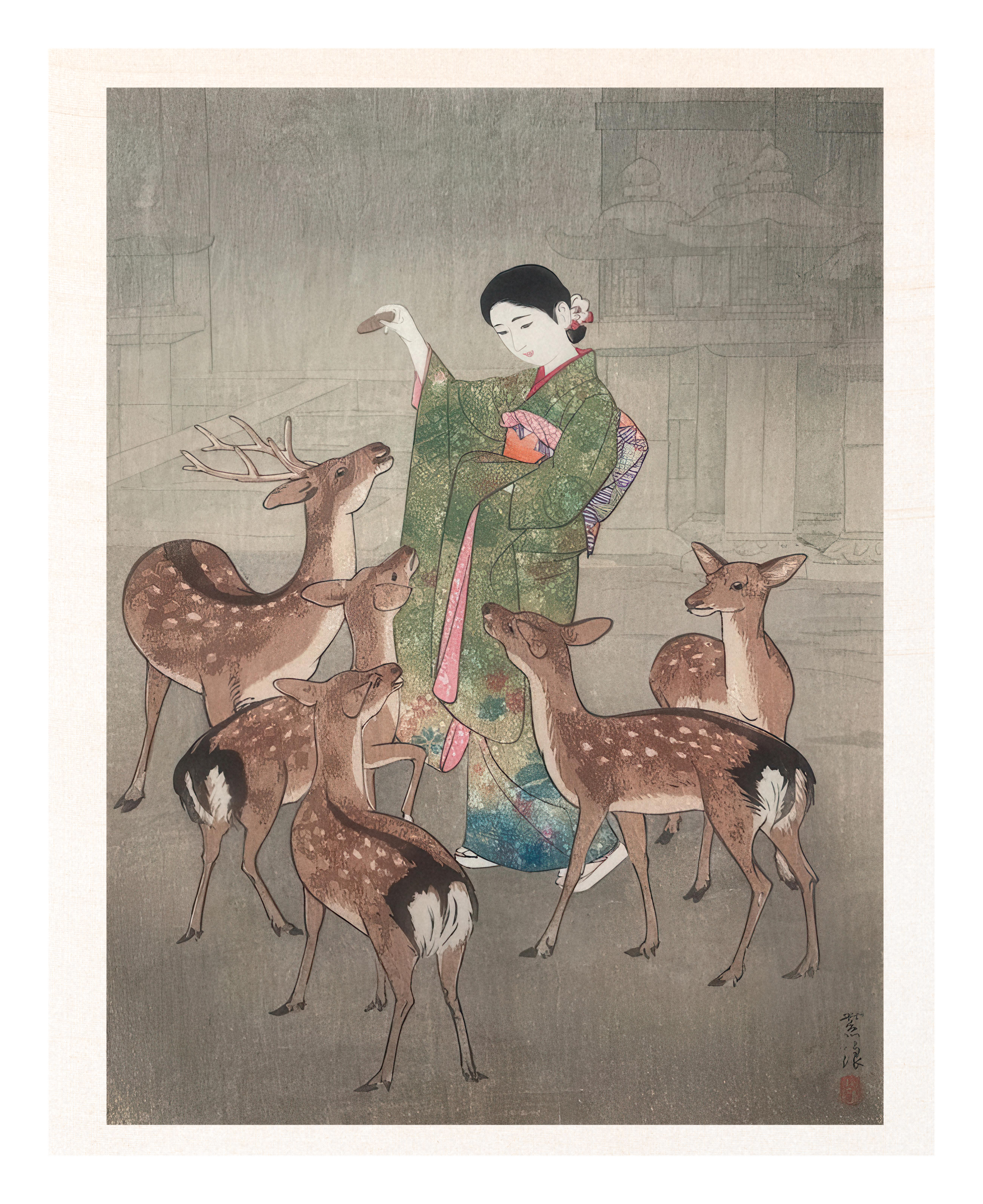 Deer Garden- Medium Poster - The Mousepad Company