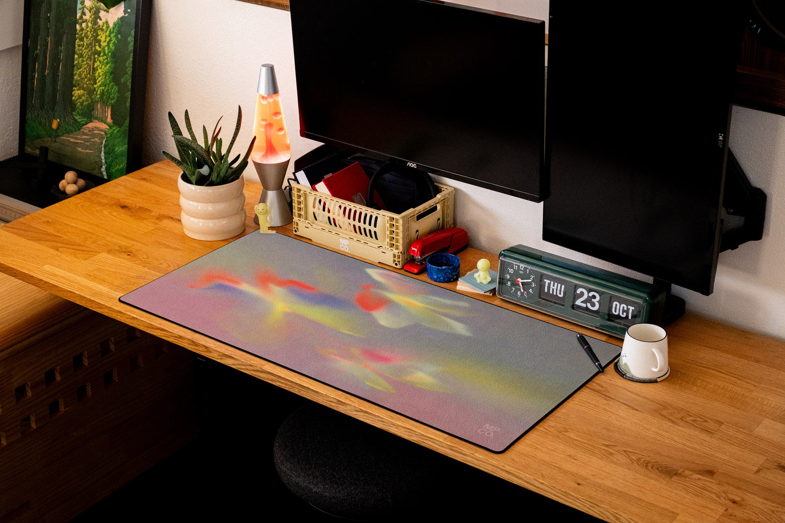 Florette desk mat in Original, shown on a styled desk setup