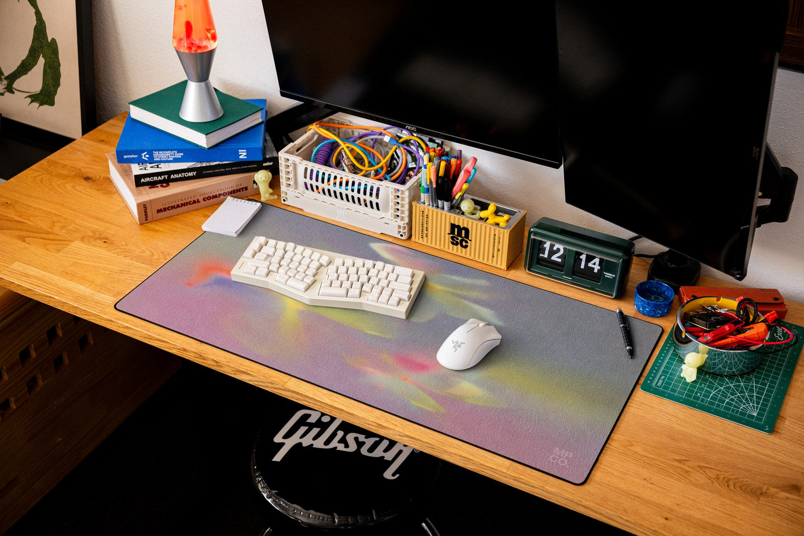 Florette desk mat in Original, shown on a styled desk setup